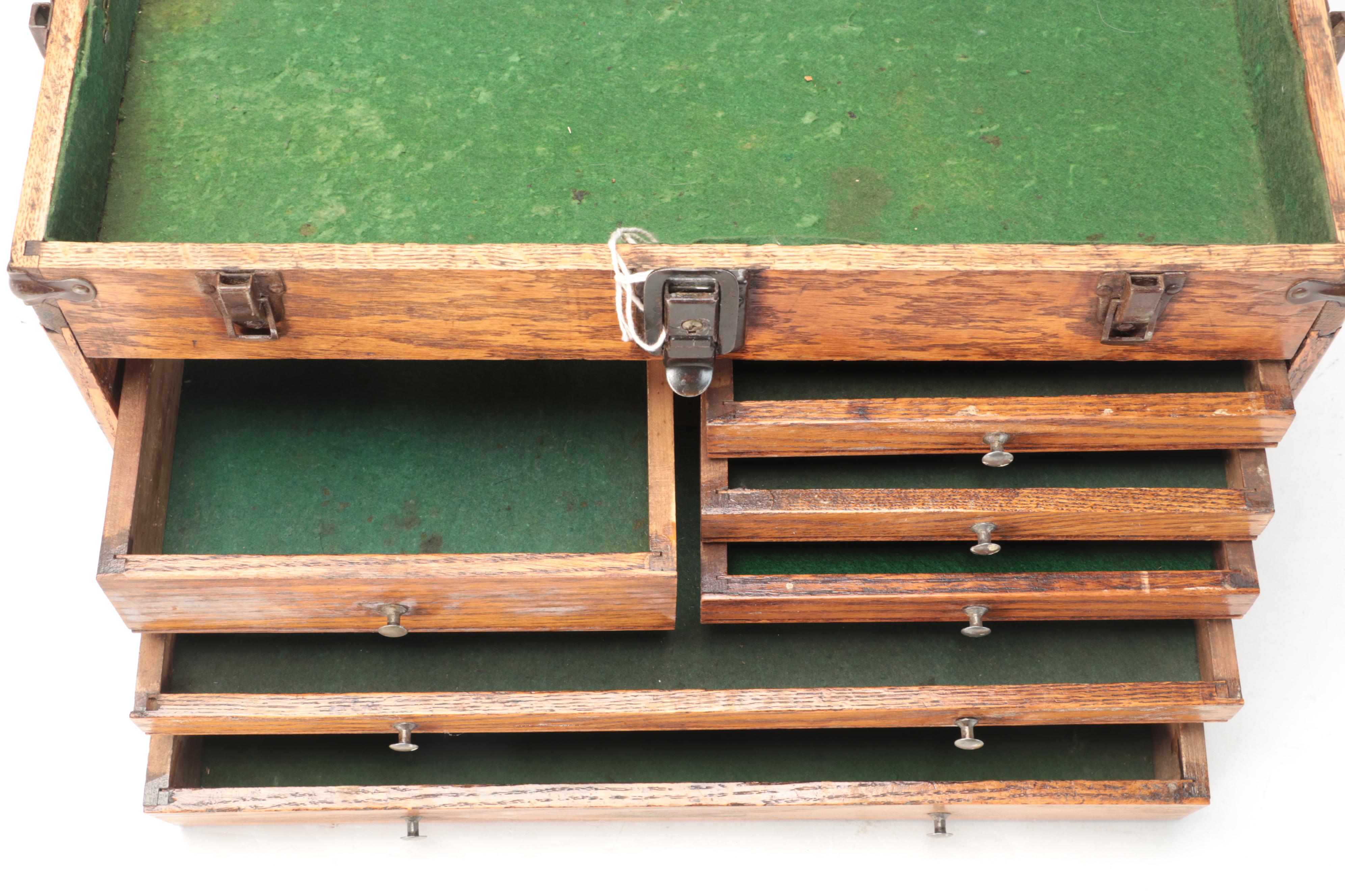 Seven-Drawer Machinist Oak Tool Box