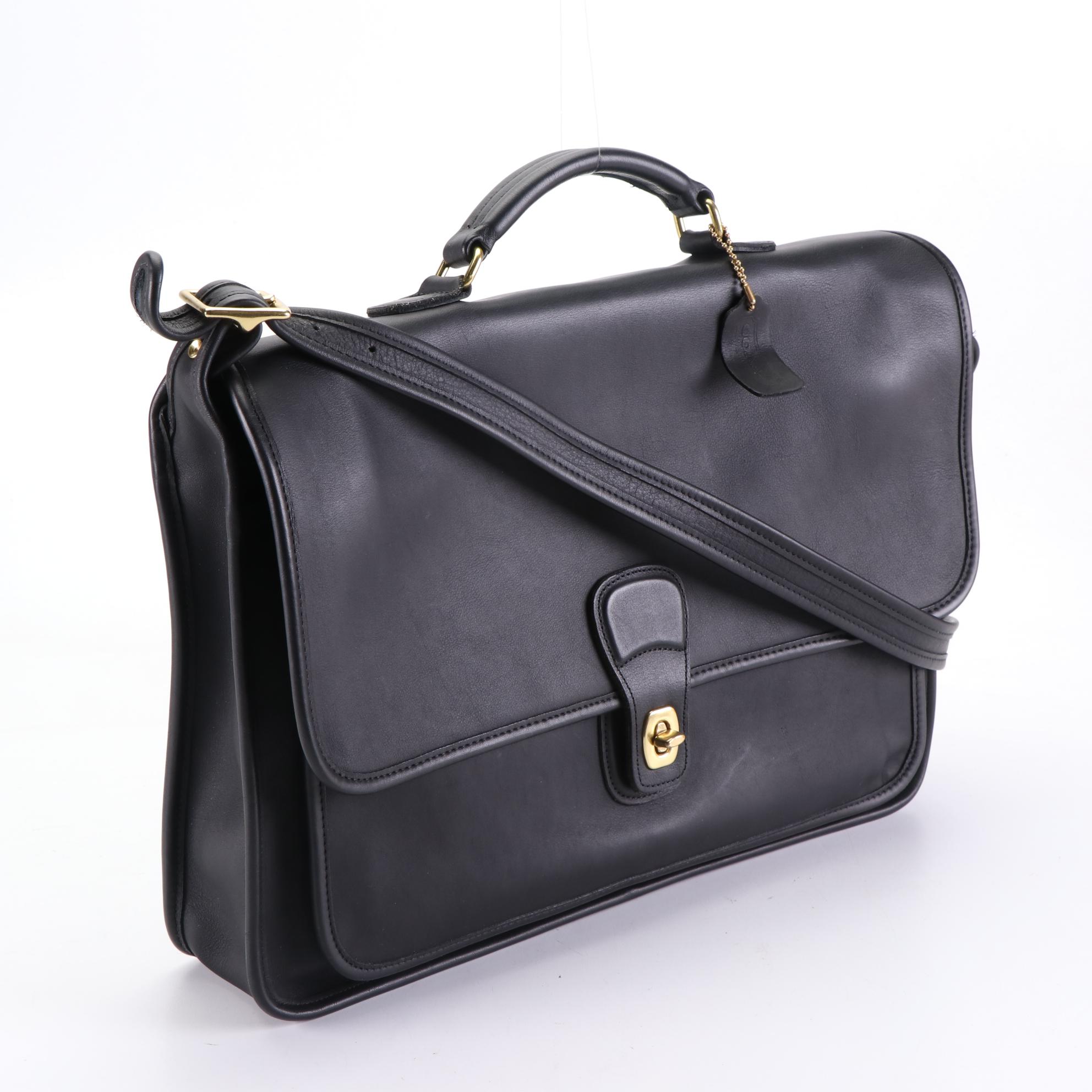 Coach Top-Handle Briefcase in Black Leather w/Box