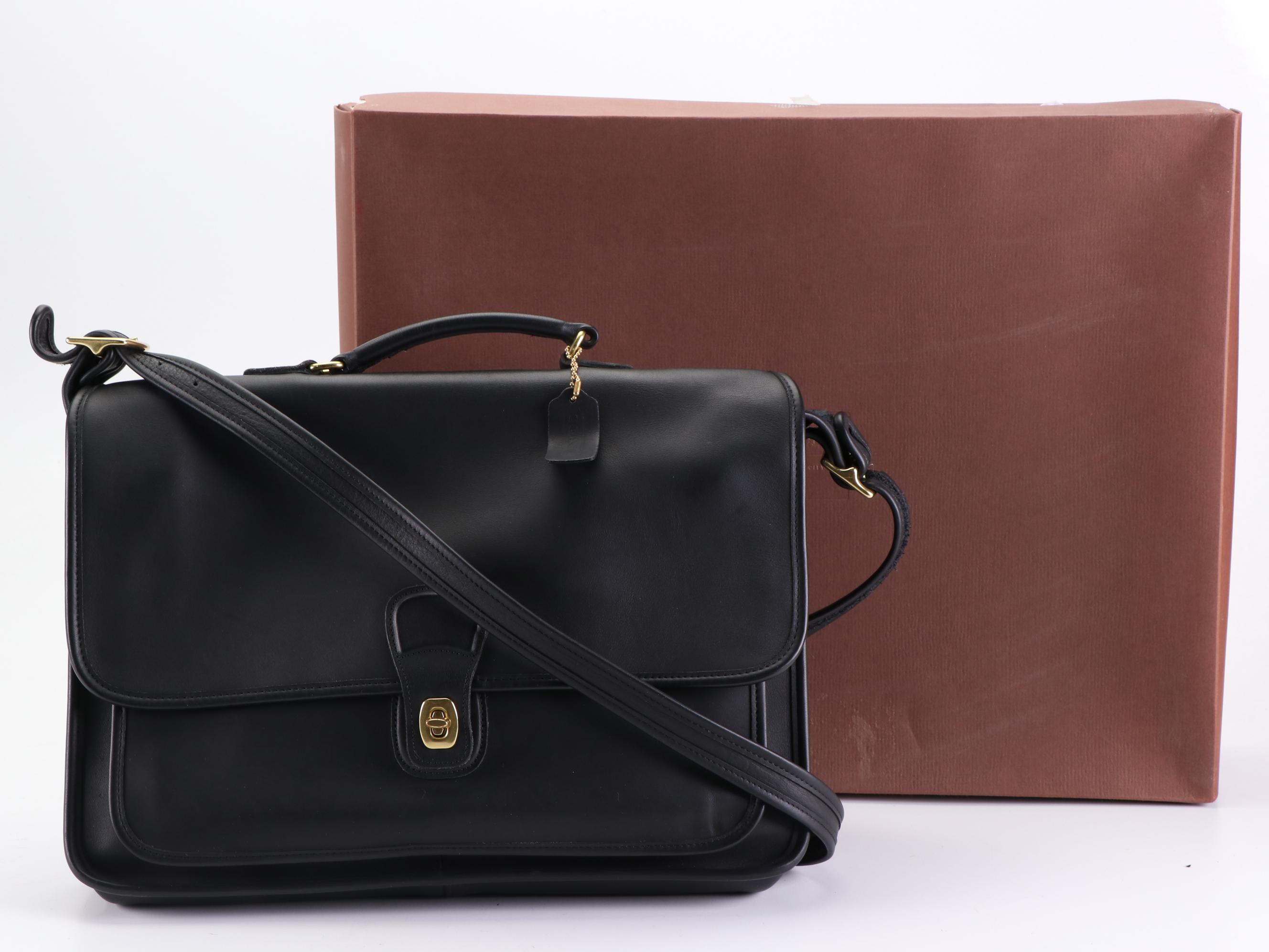 Coach Top-Handle Briefcase in Black Leather w/Box