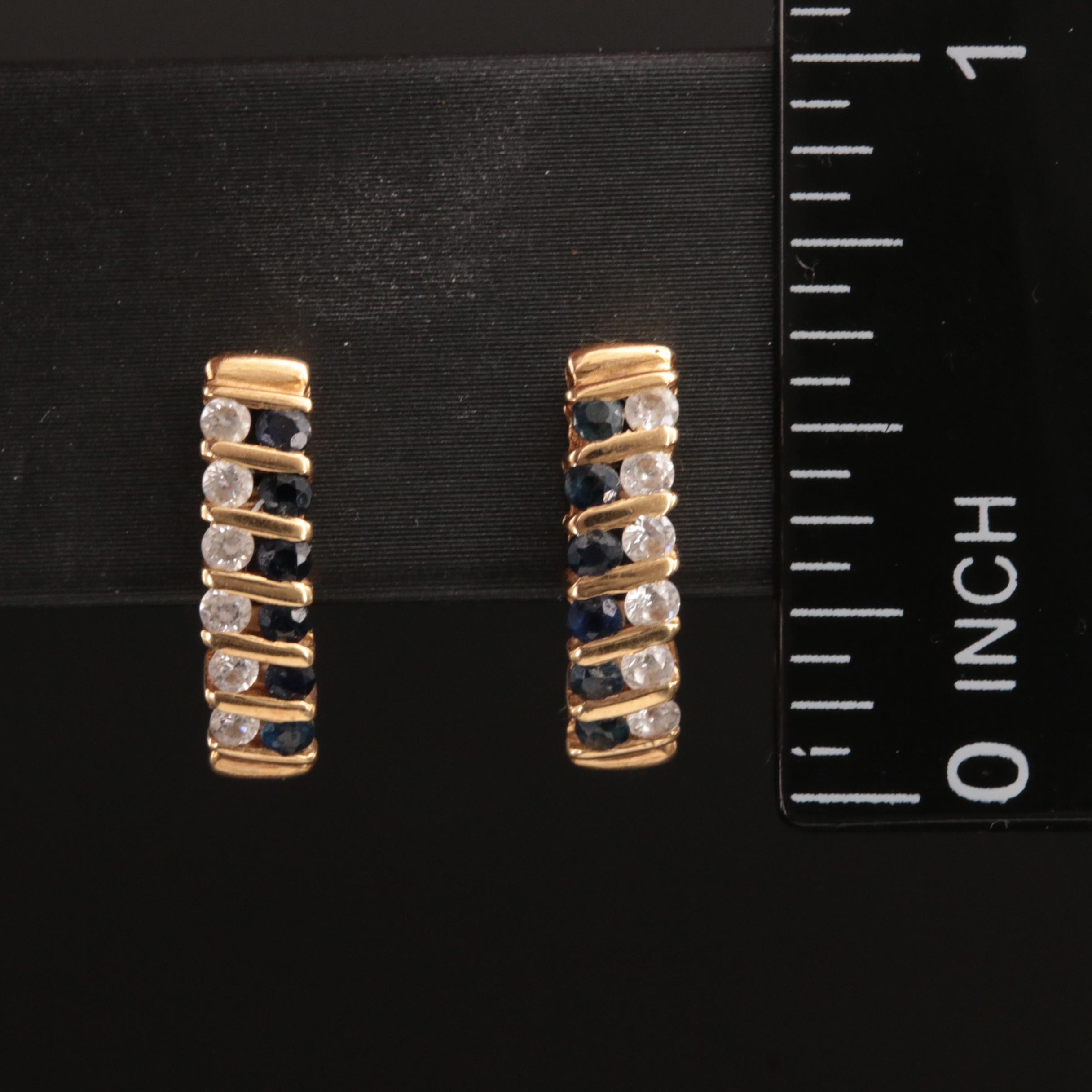 14K Sapphire and Cubic Zirconia Earrings