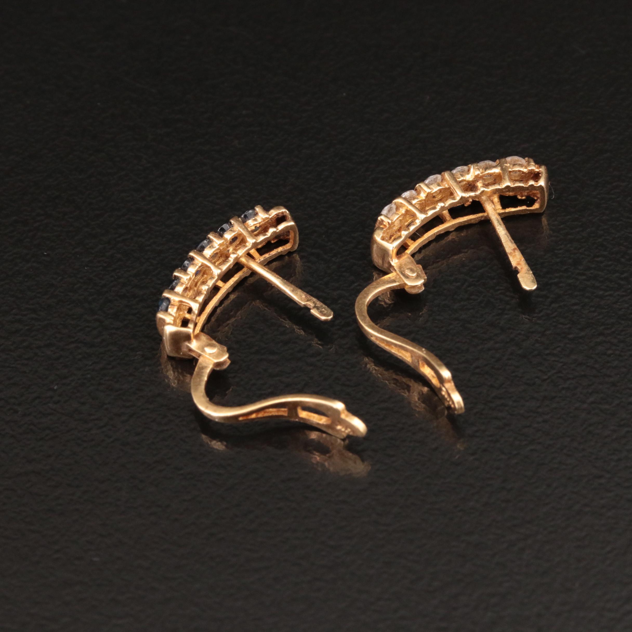 14K Sapphire and Cubic Zirconia Earrings