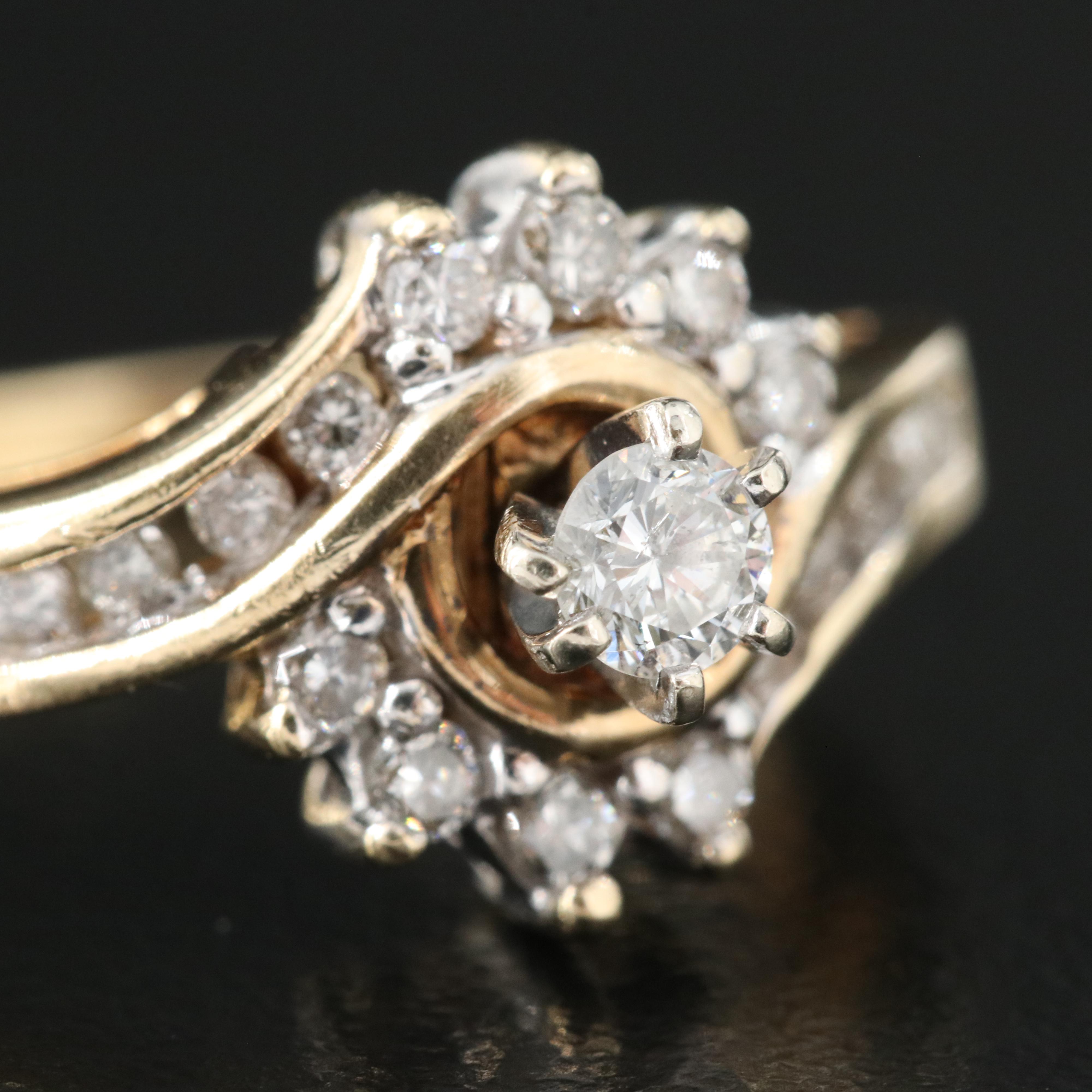 14K 0.50 CTW Diamond Bypass Ring