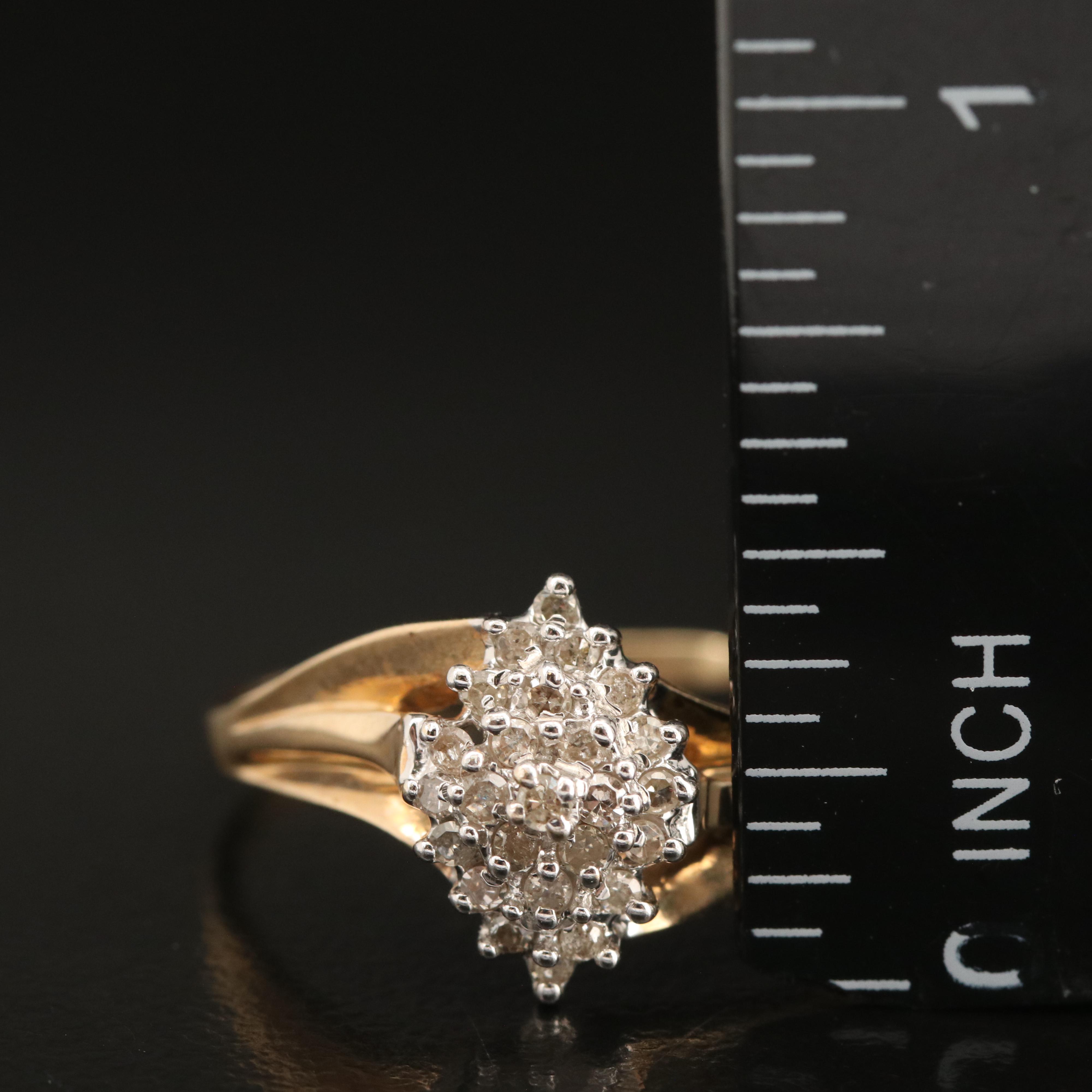 10K 0.25 CTW Diamond Cluster Ring