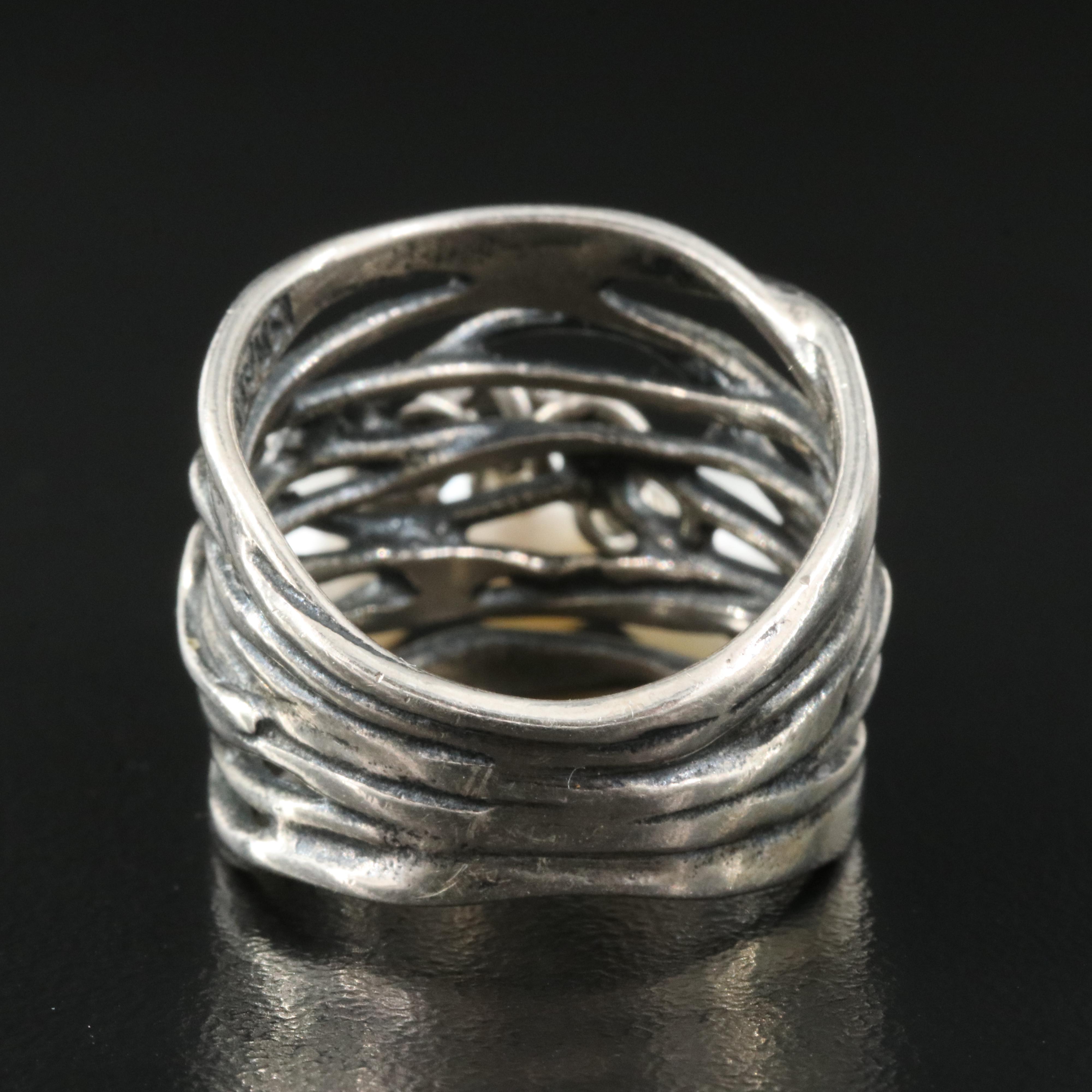 Sterling Pearl Charm Ring