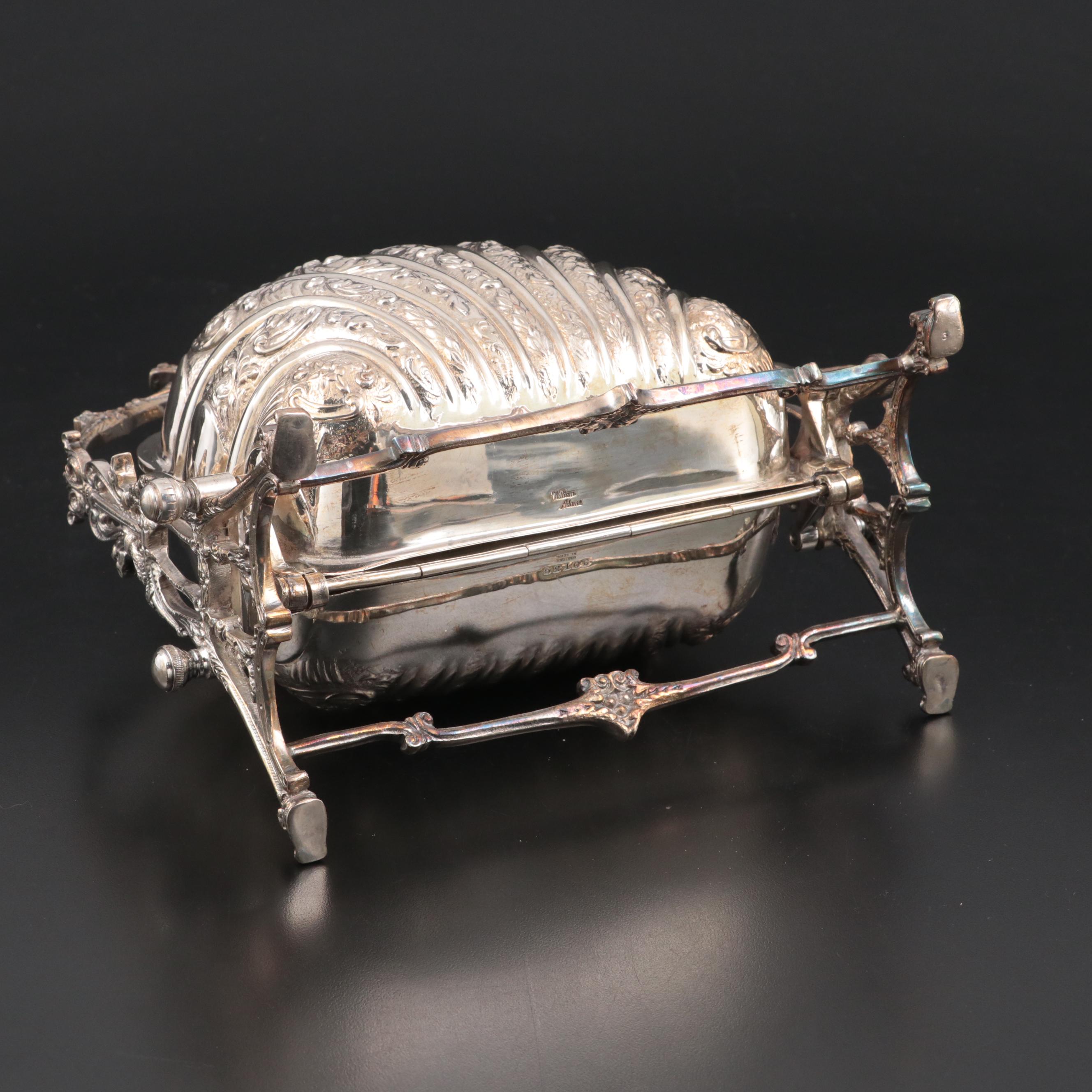 Victorian Silver Plate Biscuit Box with Creamer and Sugar