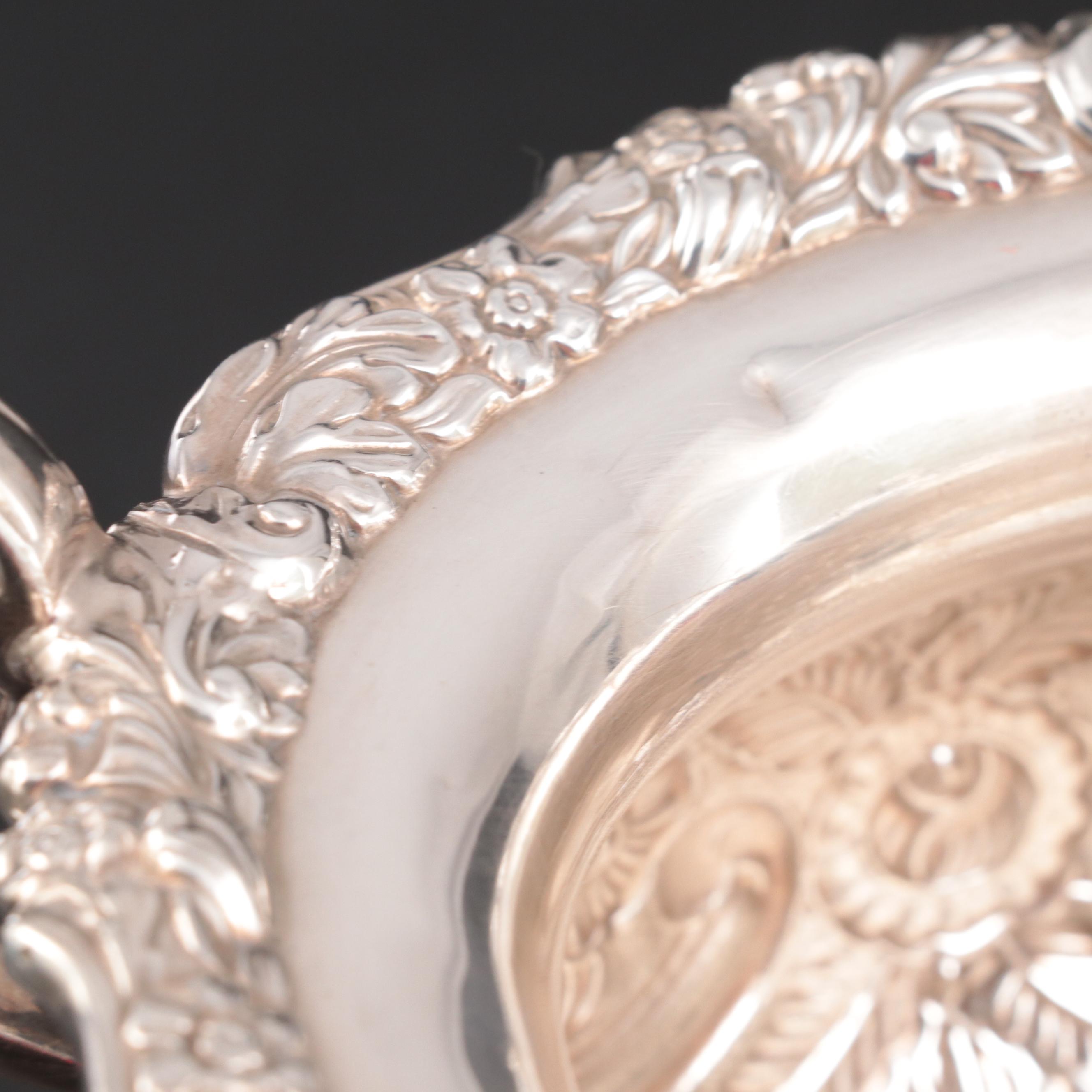 Victorian Silver Plate Biscuit Box with Creamer and Sugar