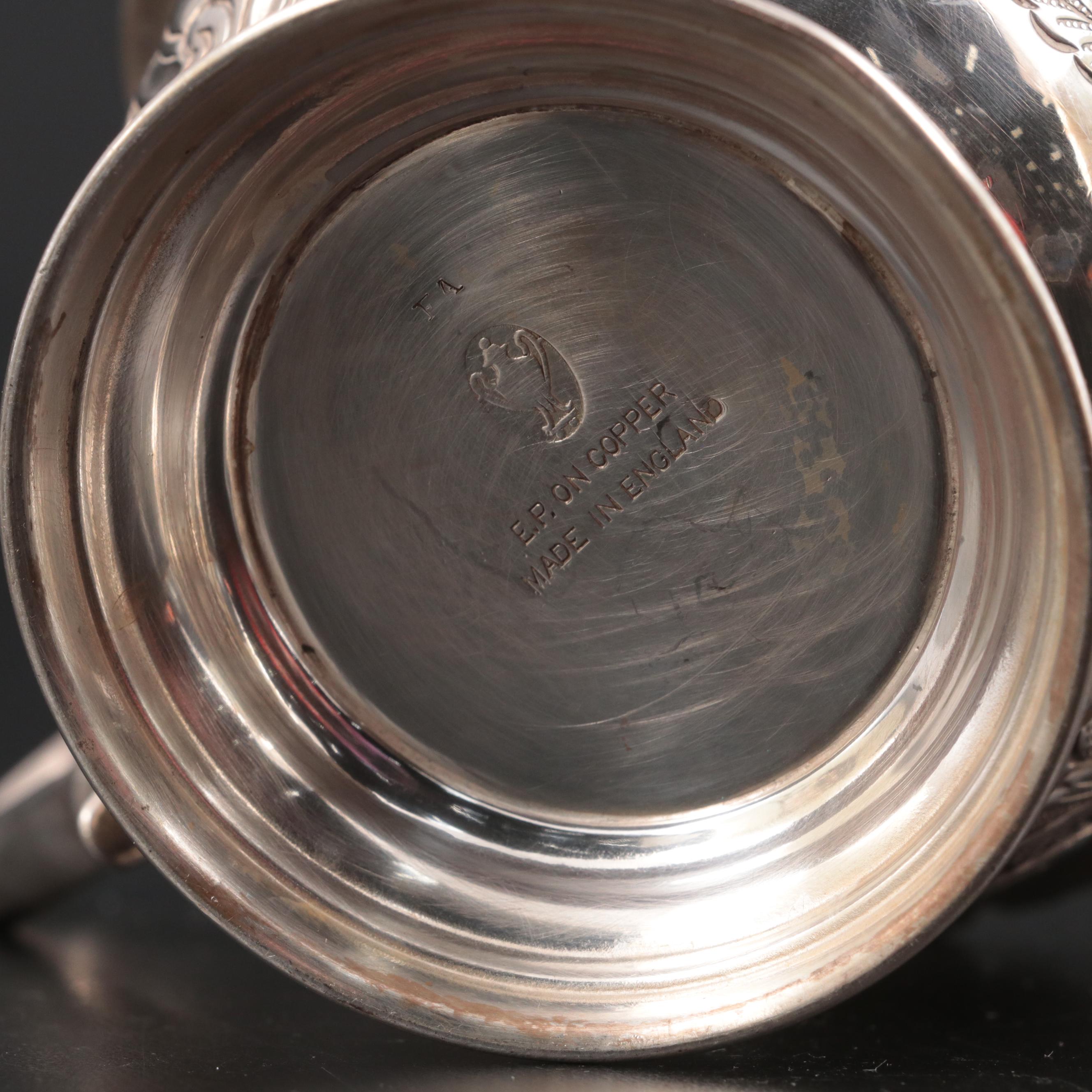Victorian Silver Plate Biscuit Box with Creamer and Sugar