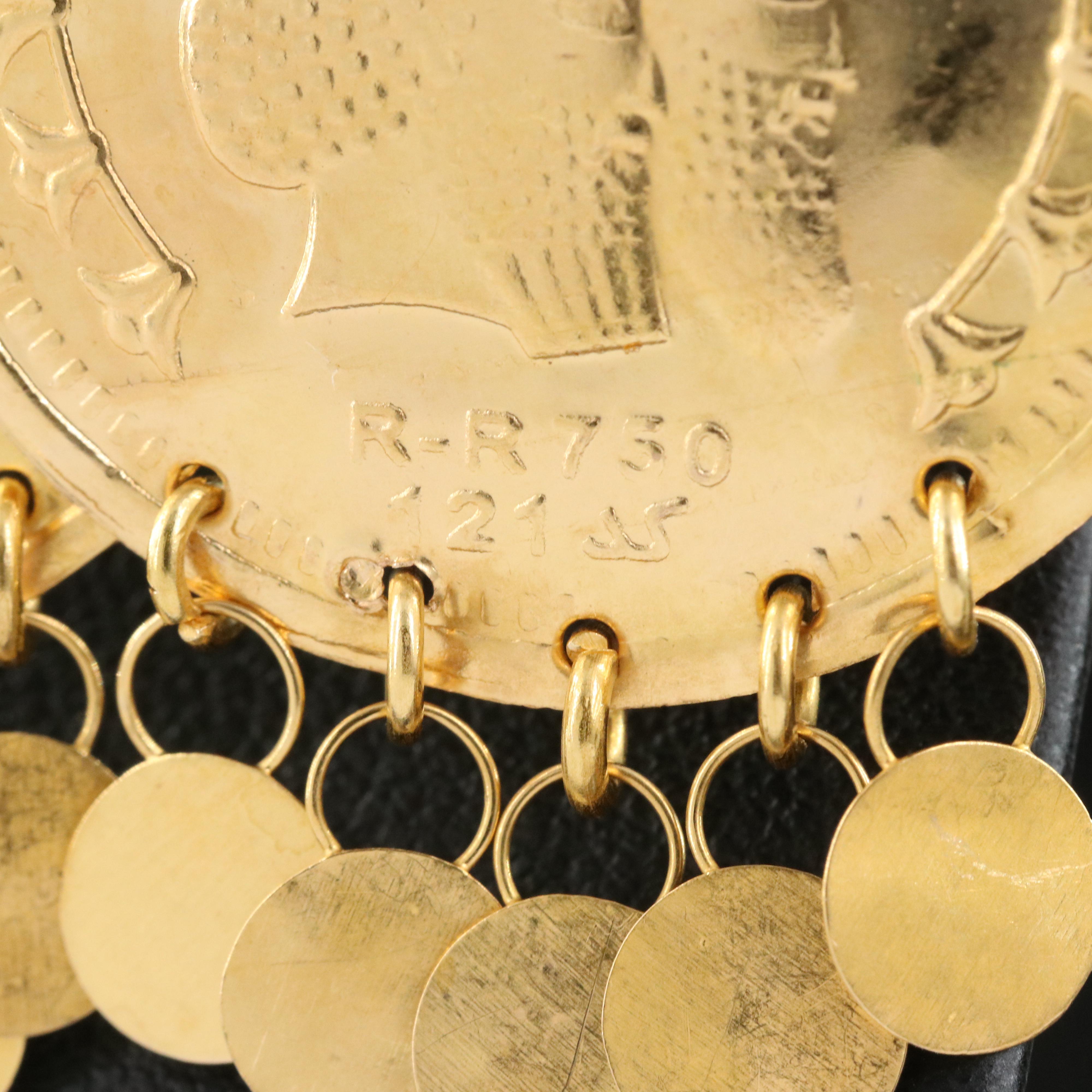 18K Mesopotamian Replica Medallion Pendant Earrings