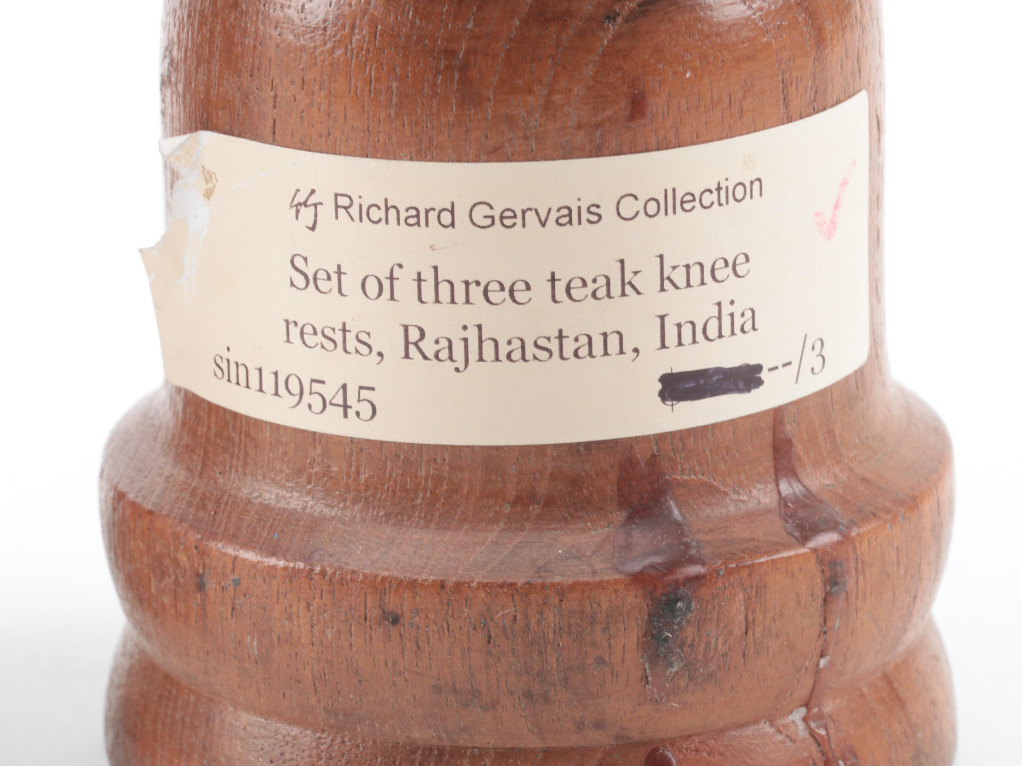 Indian Ganesh Textile Panel and Teak Knee Rests, Japanese Satsuma Wall Pocket