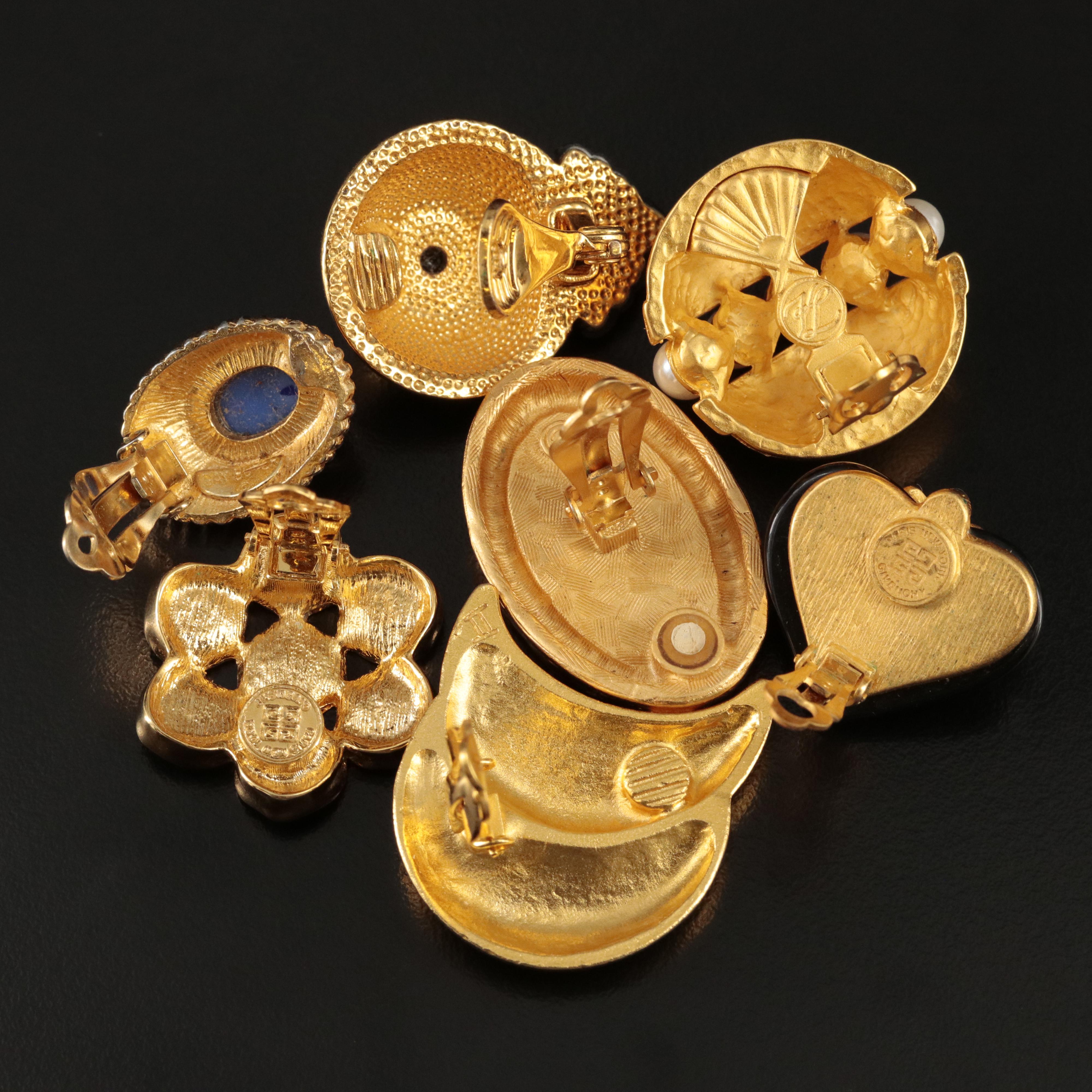 Earrings Including Givenchy, Karl Lagerfled, Glass and Faux Stone