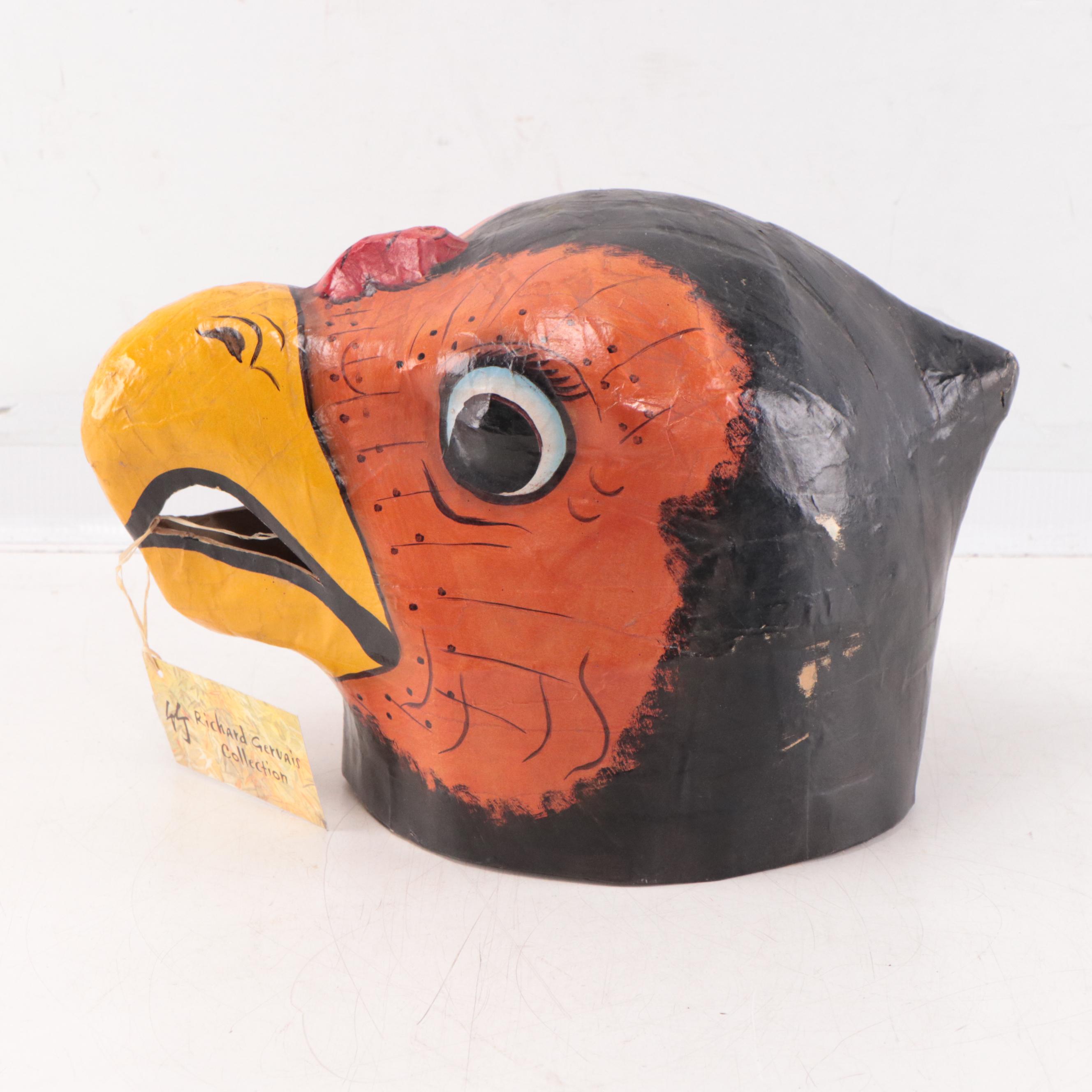 Brazilian Papier-Mâché Mardi Gras Mask, Circa 1970