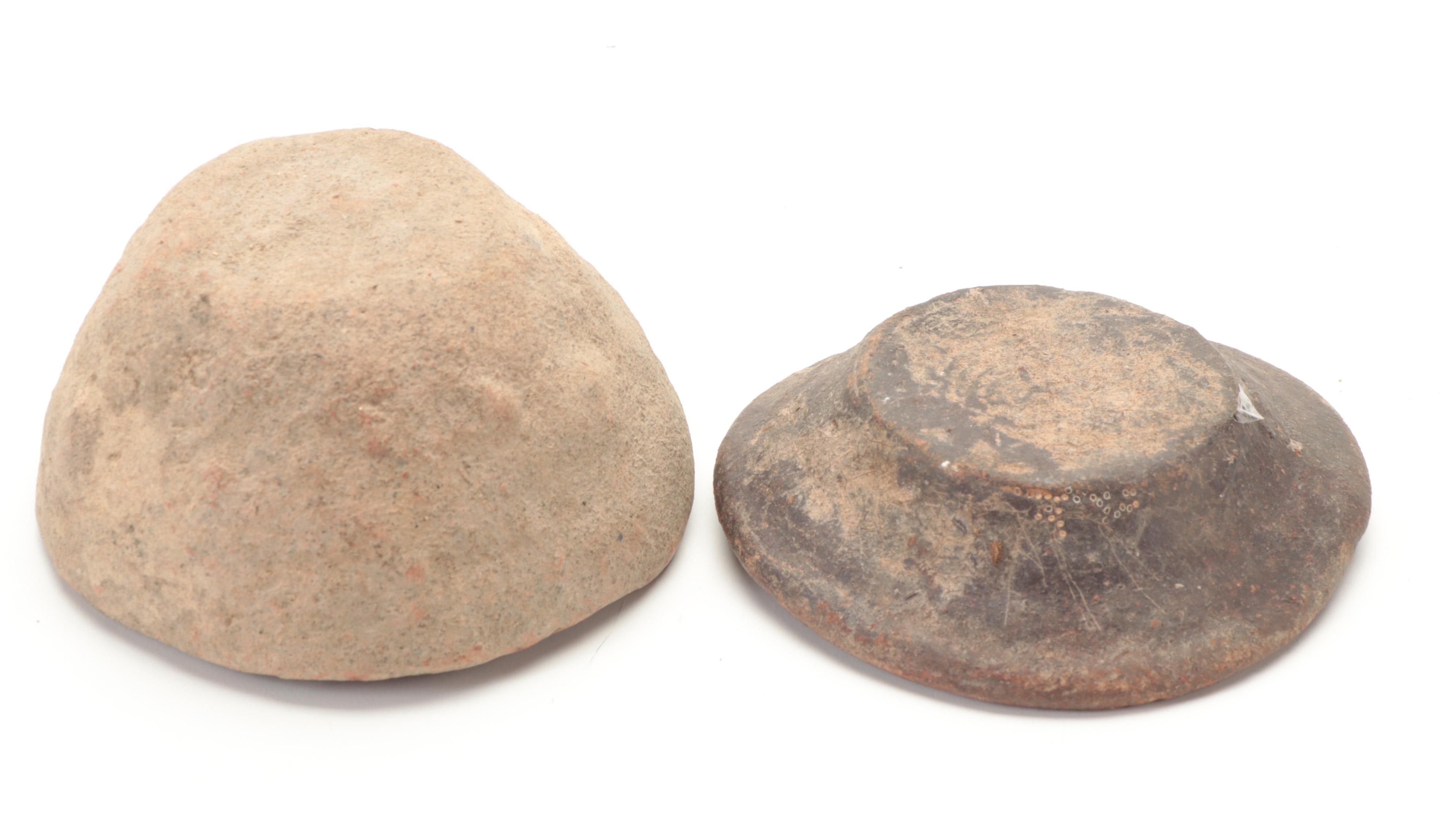 Excavated Vietnam Earthenware Pot and Cup with Guatemalan Cup, Antique