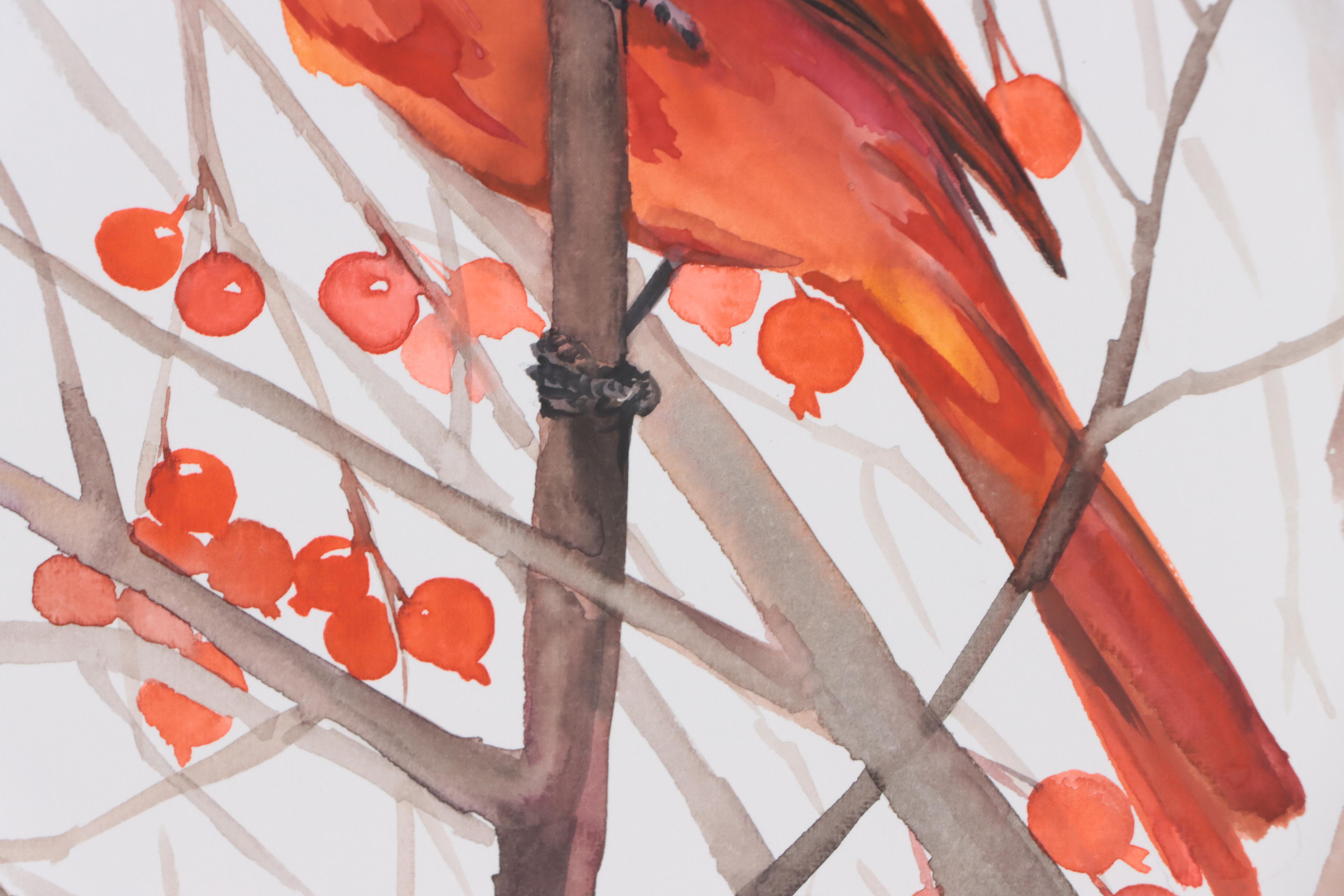 Anne Gorywine Watercolor Painting of Cardinal, 2022