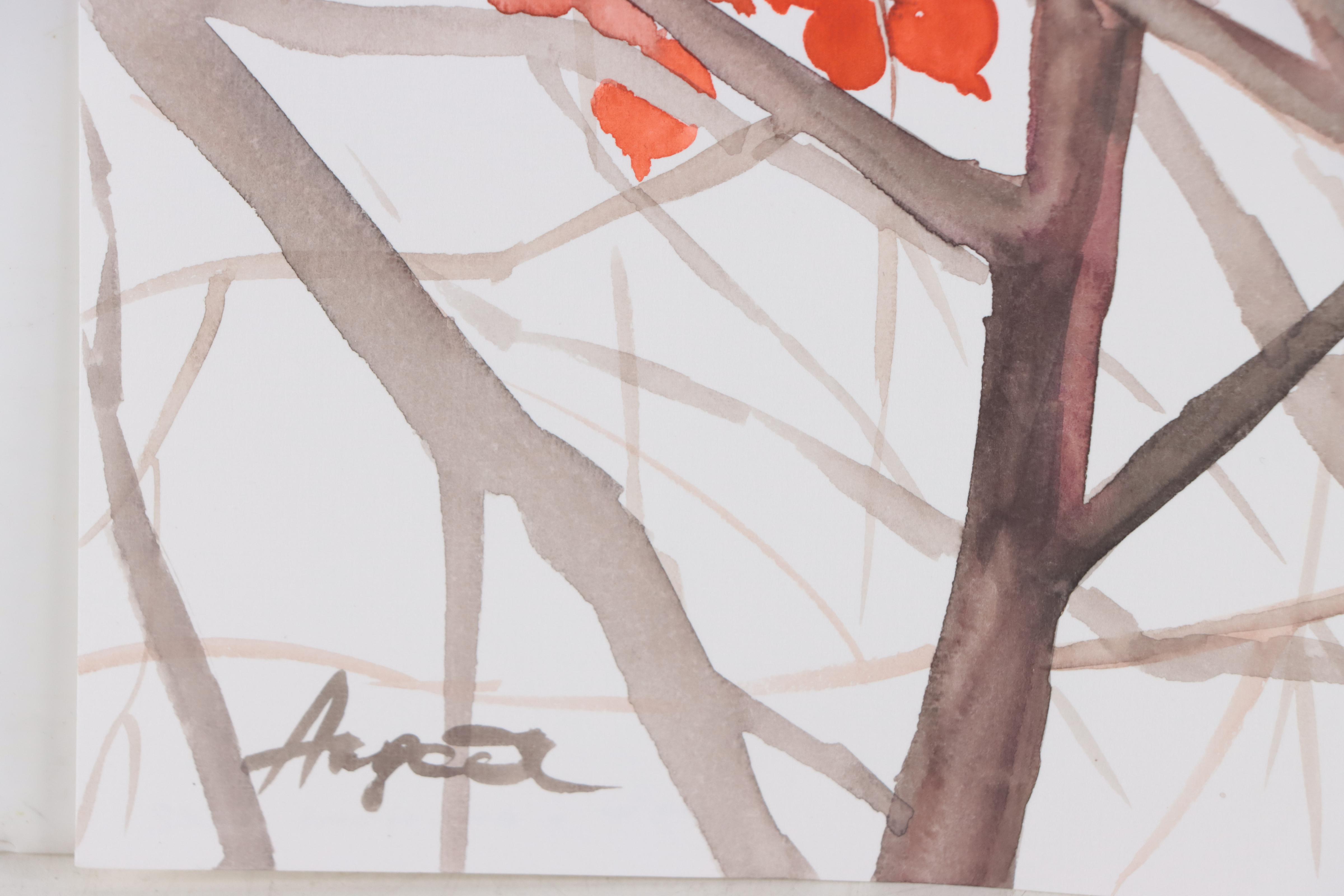 Anne Gorywine Watercolor Painting of Cardinal, 2022