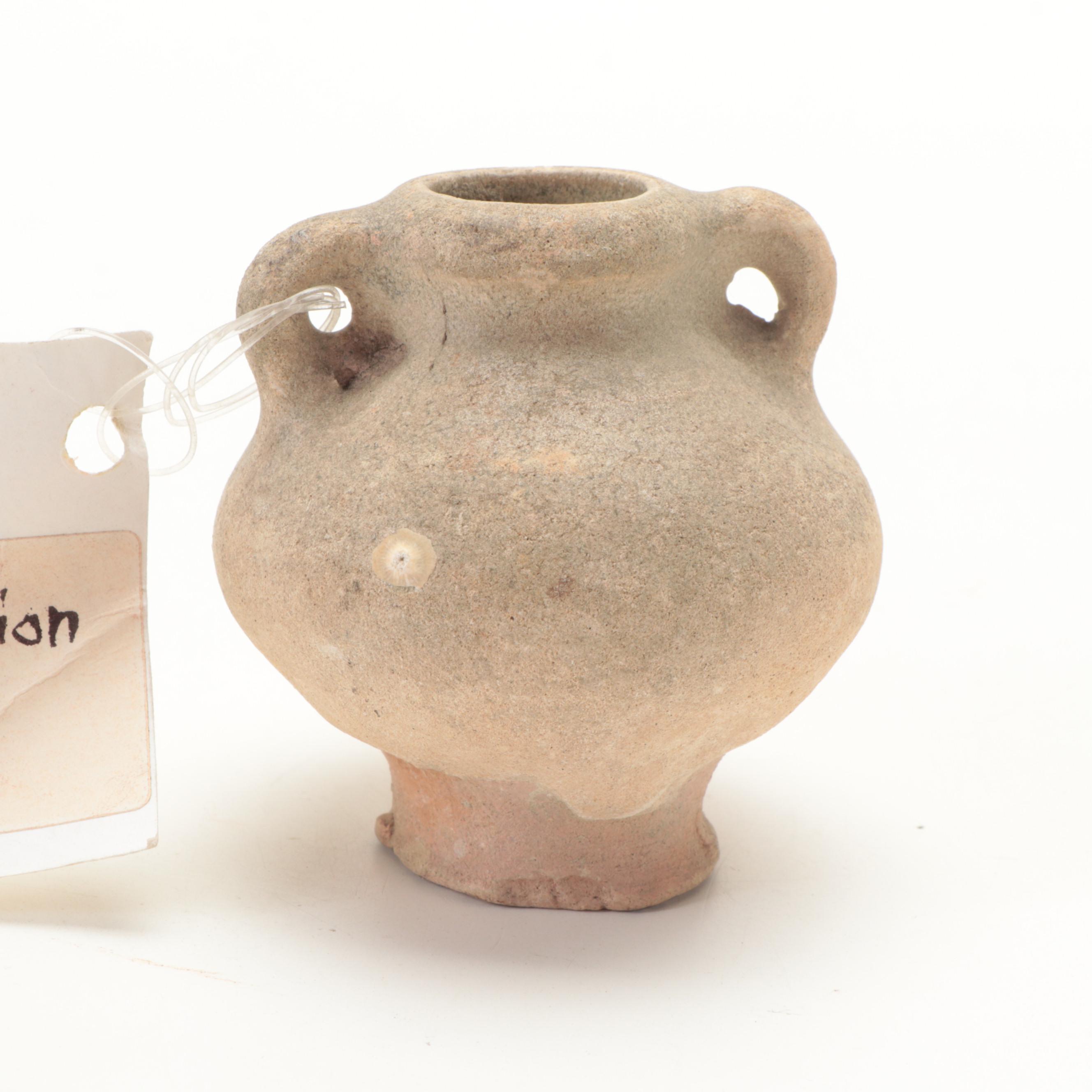 Pair of Marine Recovered Thai Sawankhalok Celadon Glaze Ceramic Jarlets, Antique