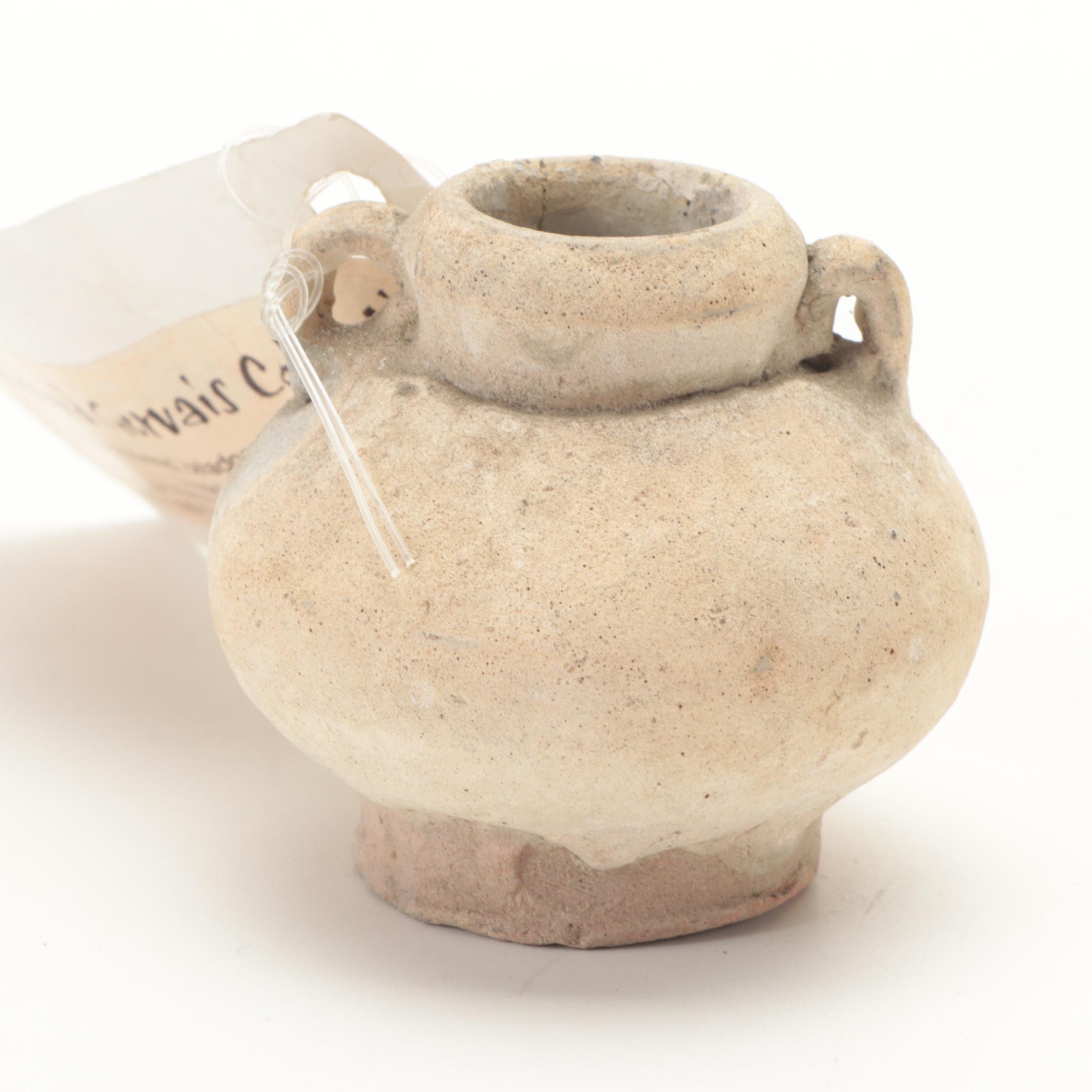 Pair of Marine Recovered Thai Sawankhalok Celadon Glaze Ceramic Jarlets, Antique