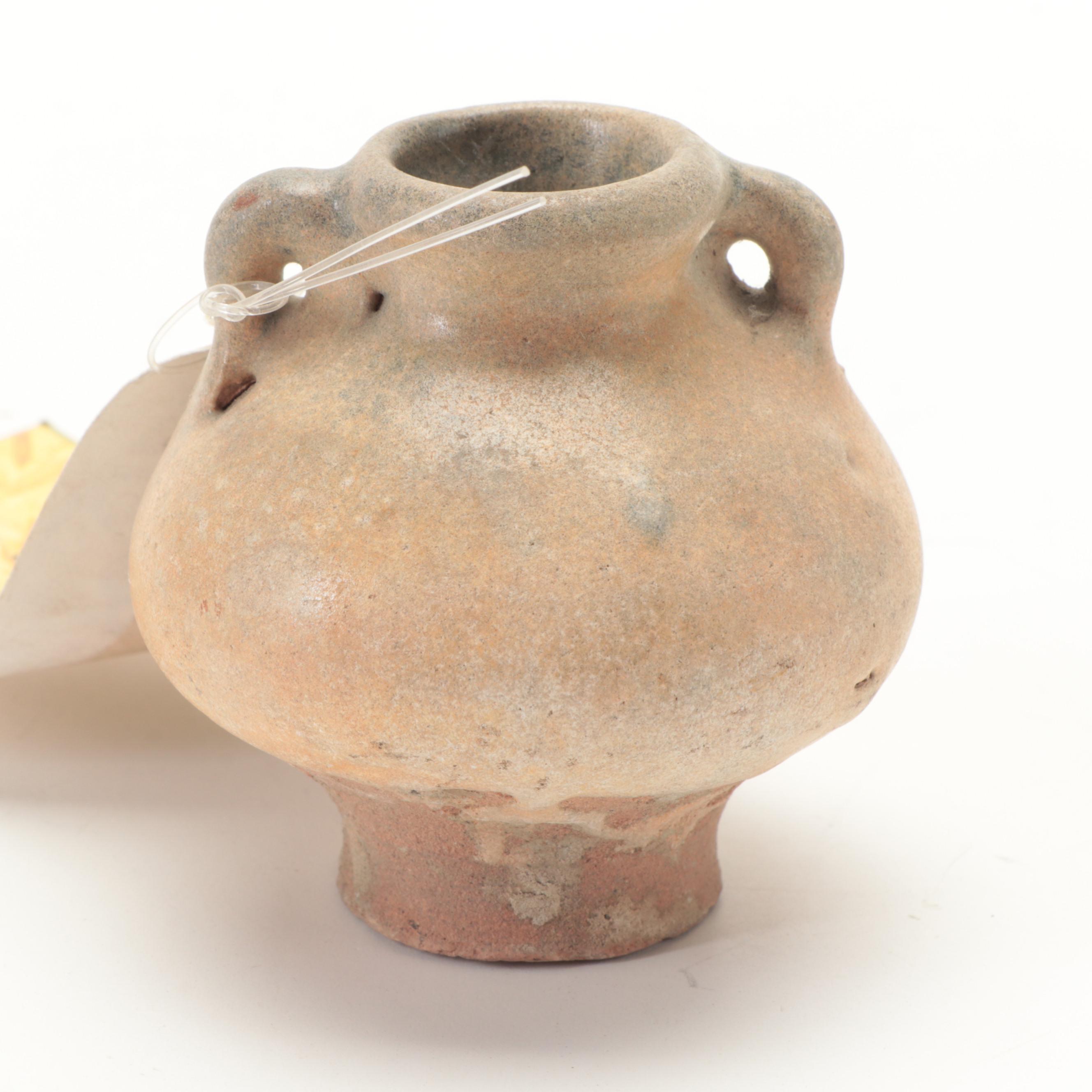 Pair of Marine Recovered Thai Sawankhalok Celadon Glaze Ceramic Jarlets, Antique