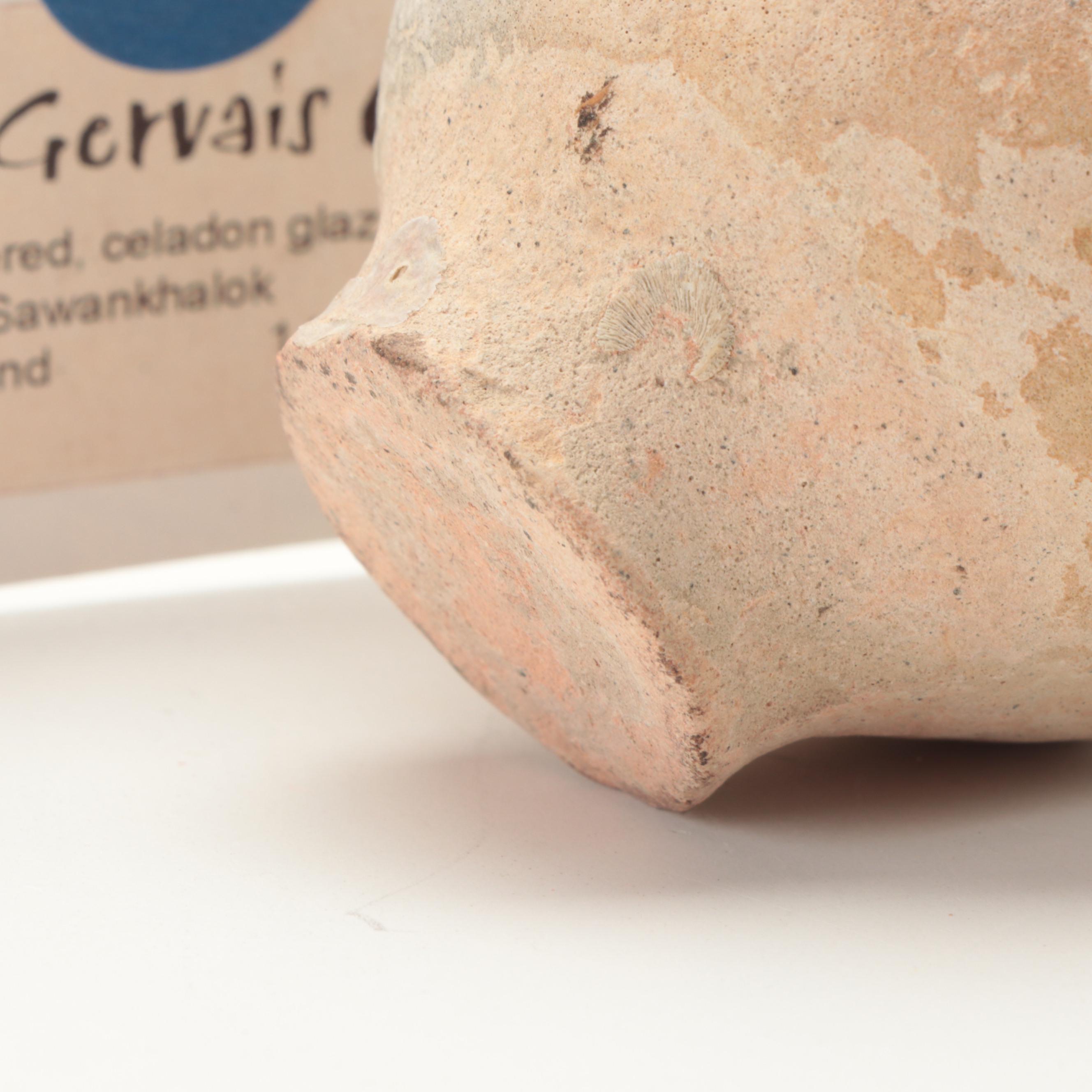 Pair of Marine Recovered Thai Sawankhalok Celadon Glaze Ceramic Jarlets, Antique