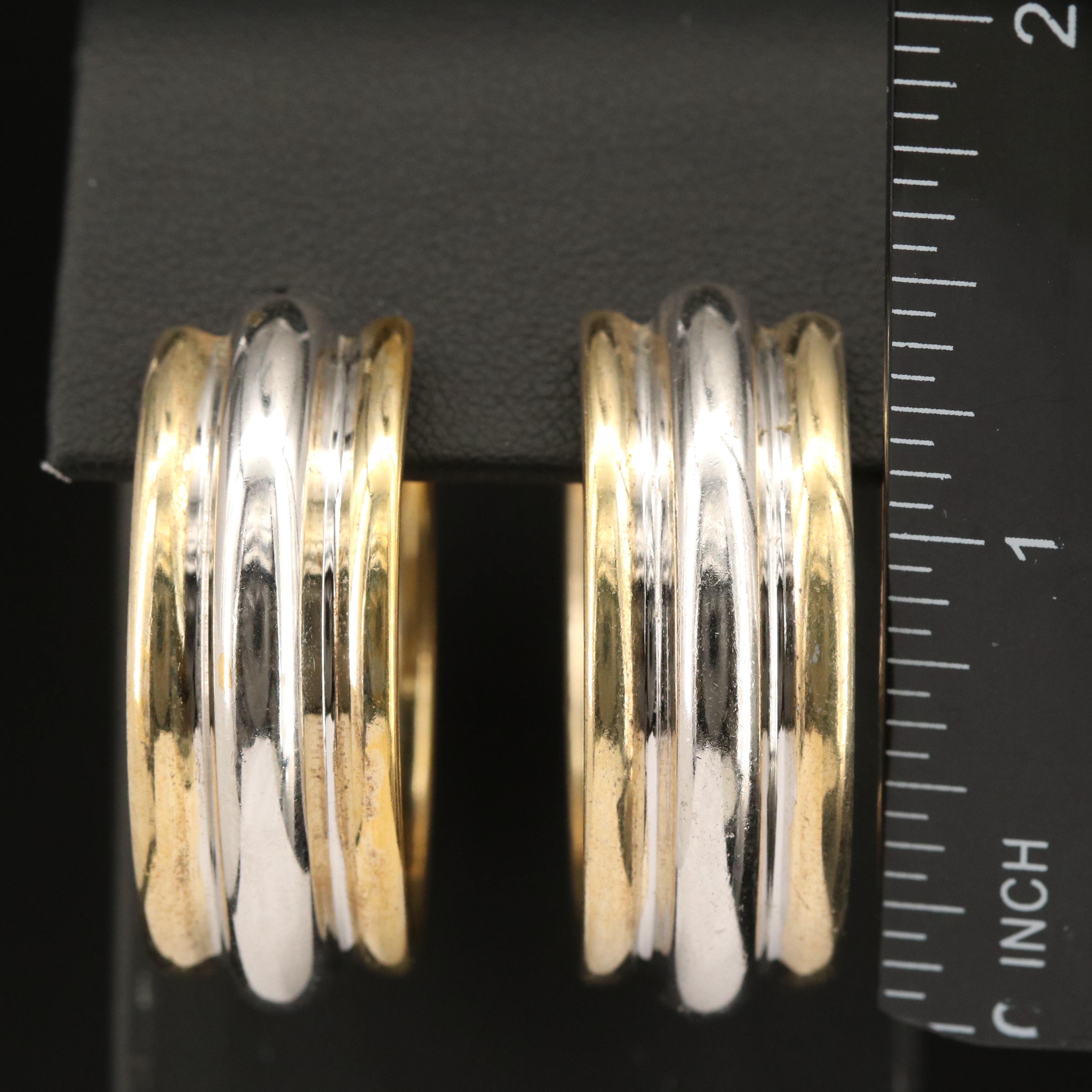 Sterling Two-Tone Hoop Earrings