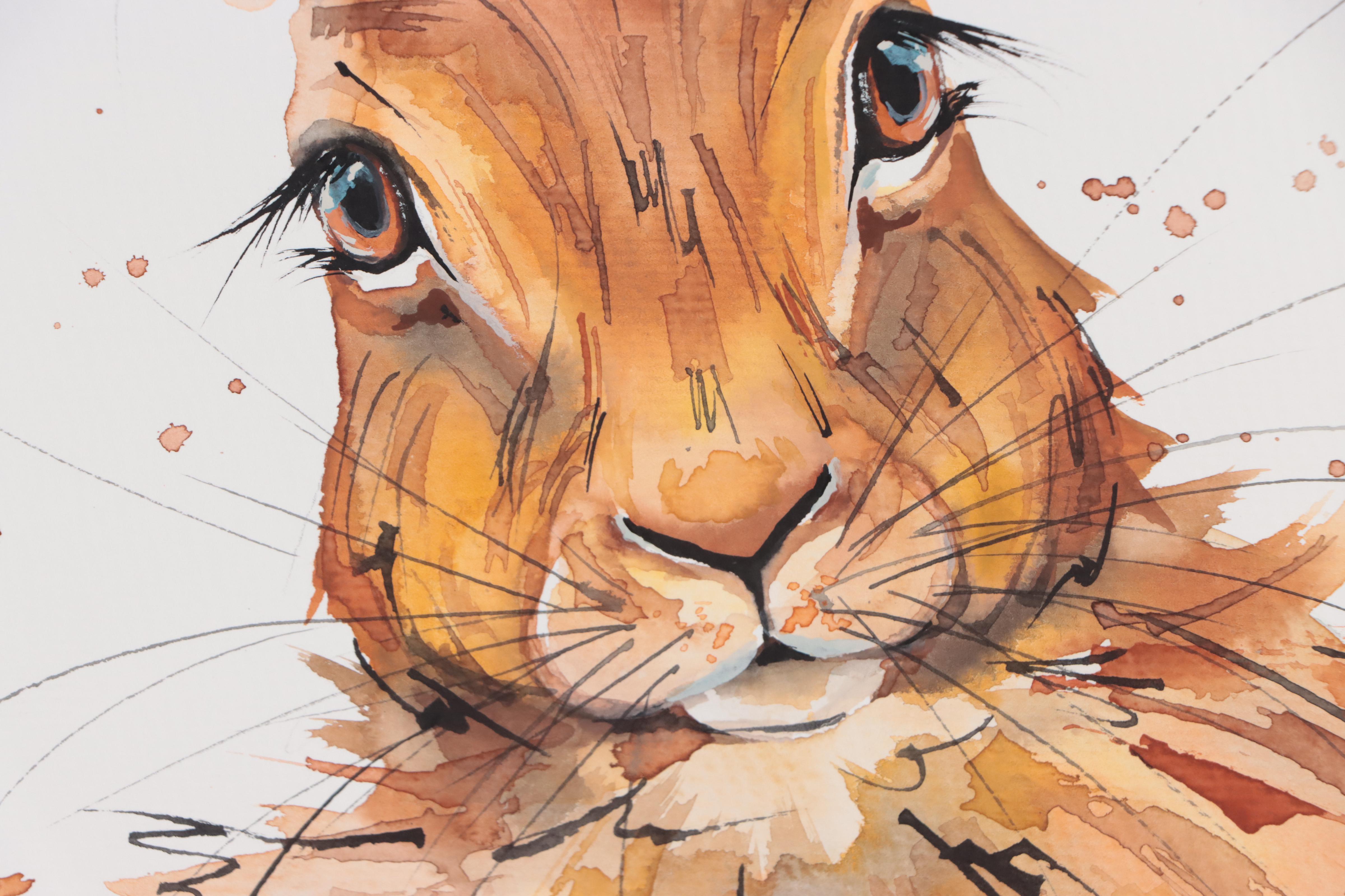 Anne Gorywine Watercolor Painting of Rabbit, 2022