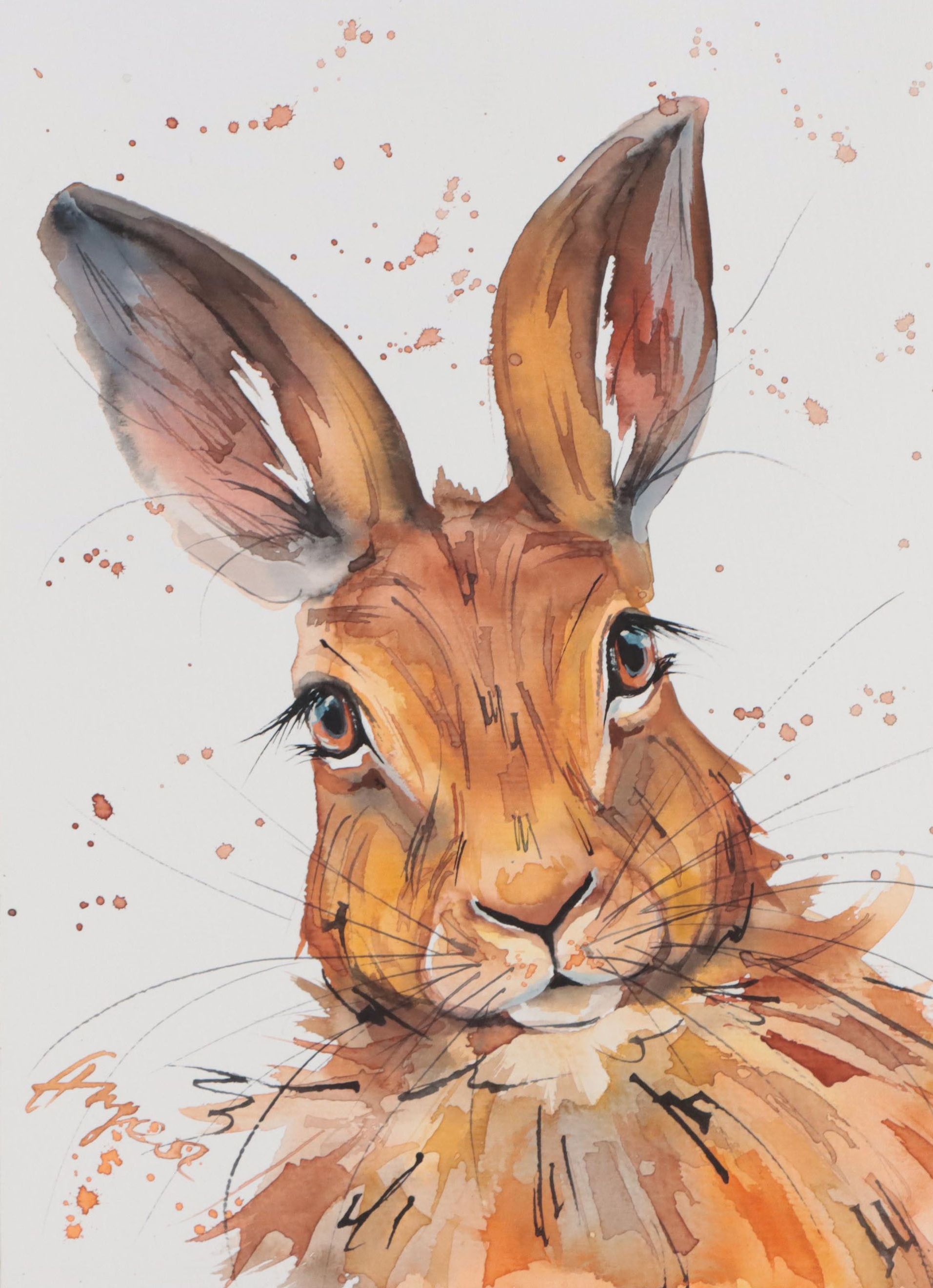 Anne Gorywine Watercolor Painting of Rabbit, 2022