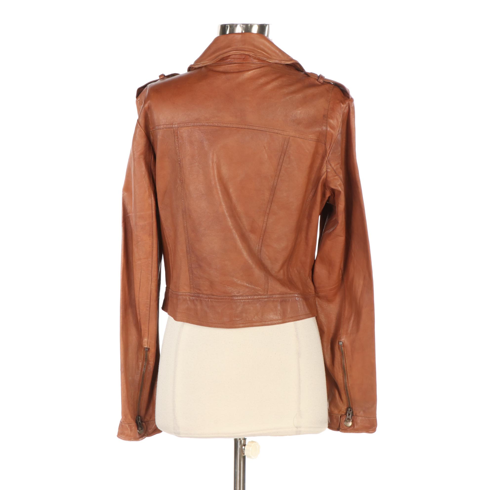 Jakett Brown Leather Motorcycle Jacket