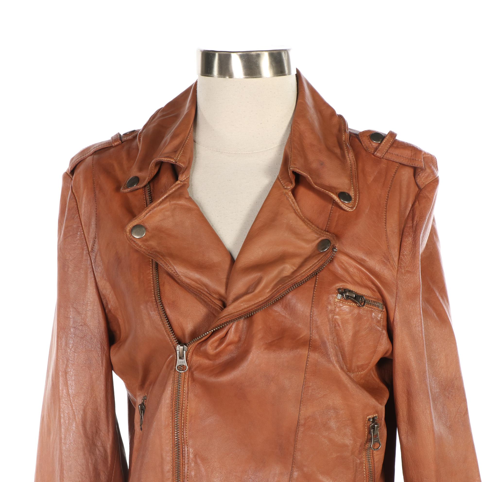 Jakett Brown Leather Motorcycle Jacket