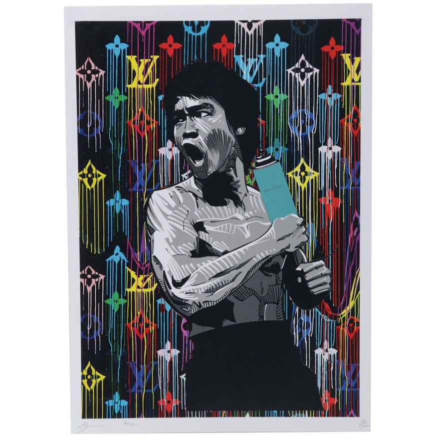 Death NYC Pop Art Graphic Print Homage to Louis Vuitton Featuring Bruce Lee