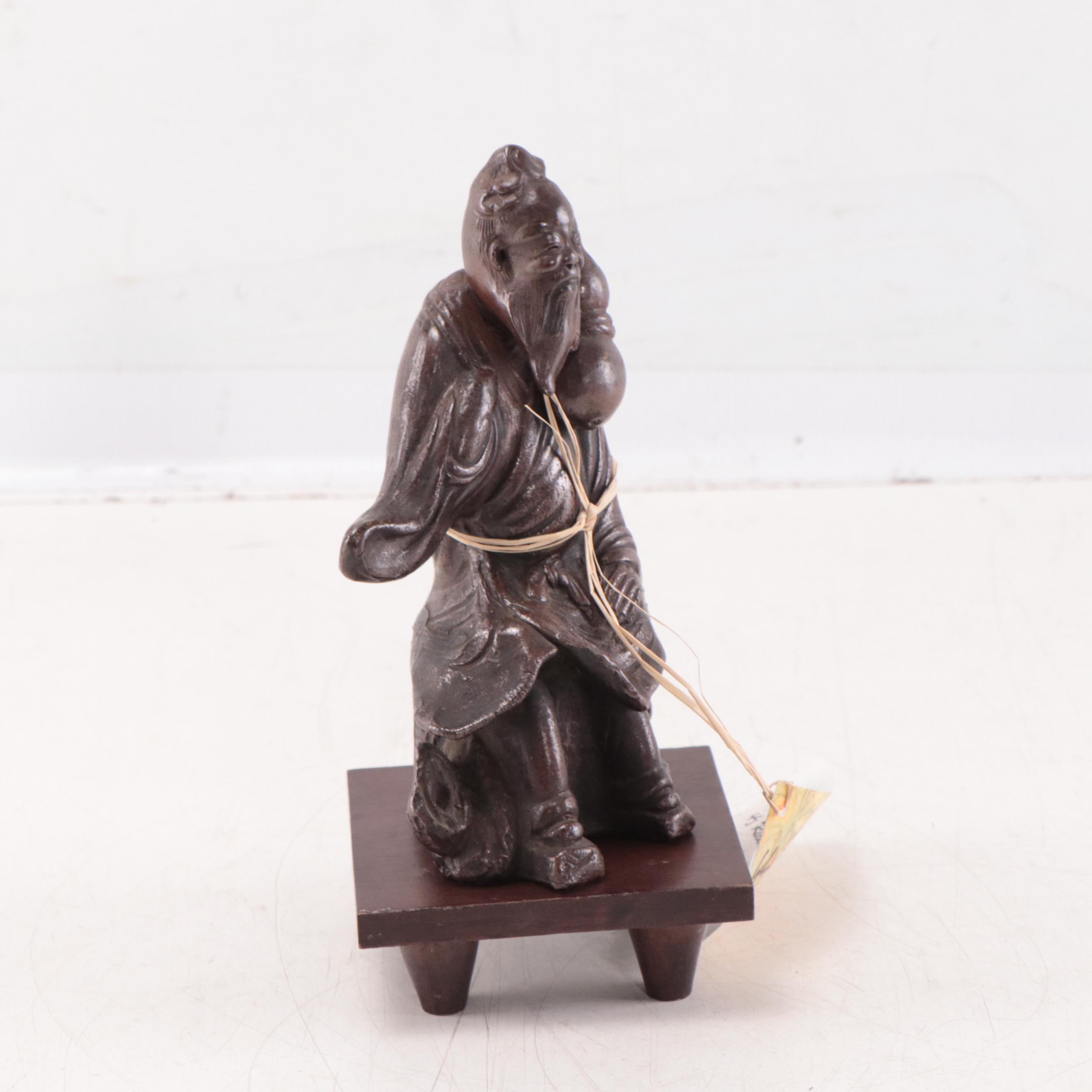 Japanese Bizen Ware Pottery Jurojin Figurine