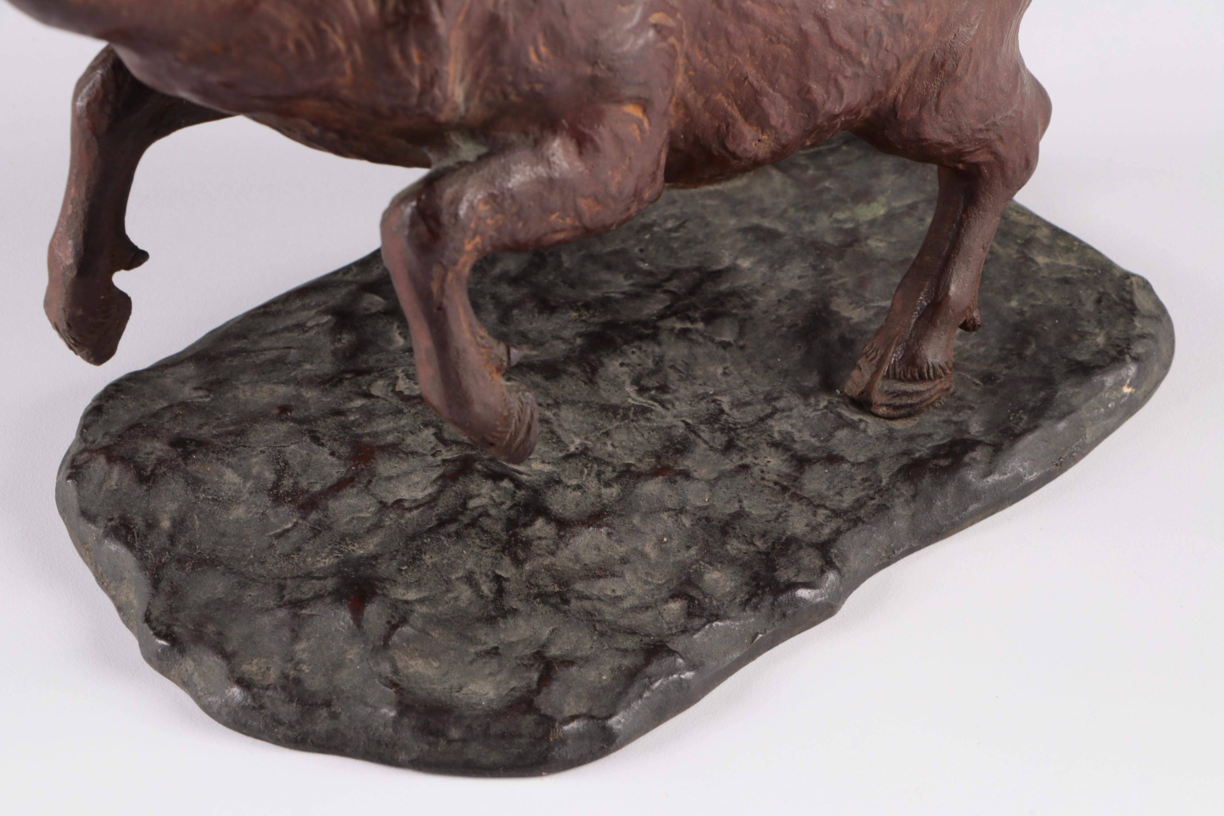 Large Austrian Cold Painted Bronze Wild Boar Figure, Late 19th Century