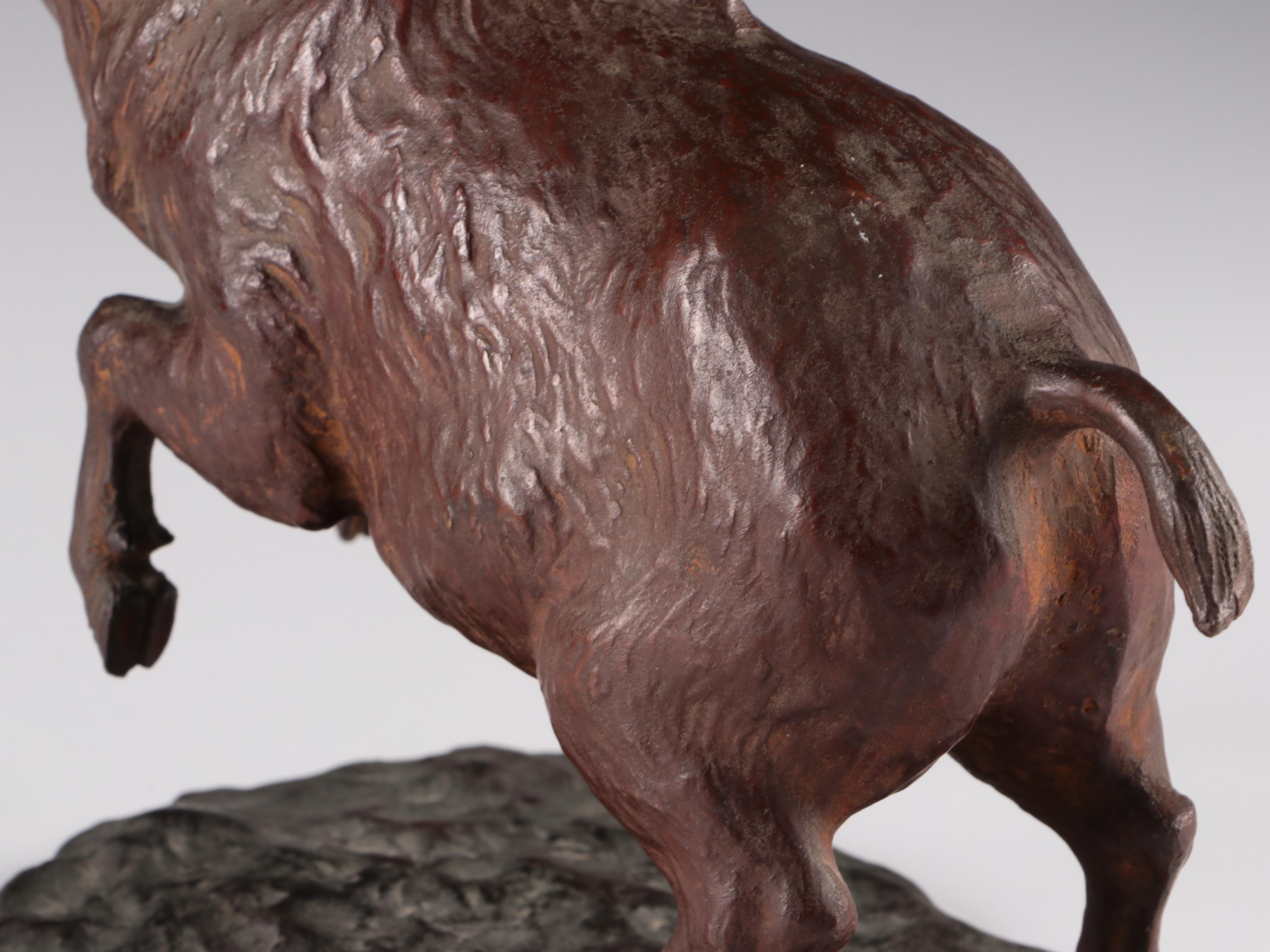 Large Austrian Cold Painted Bronze Wild Boar Figure, Late 19th Century