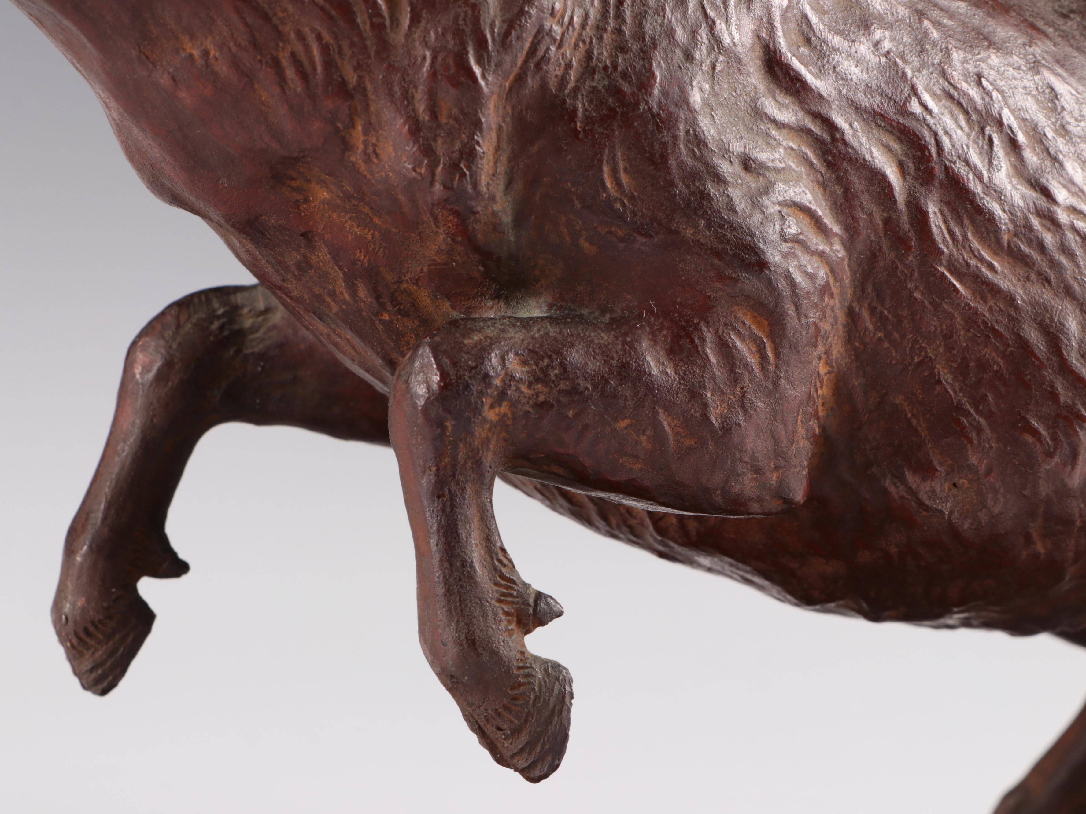 Large Austrian Cold Painted Bronze Wild Boar Figure, Late 19th Century