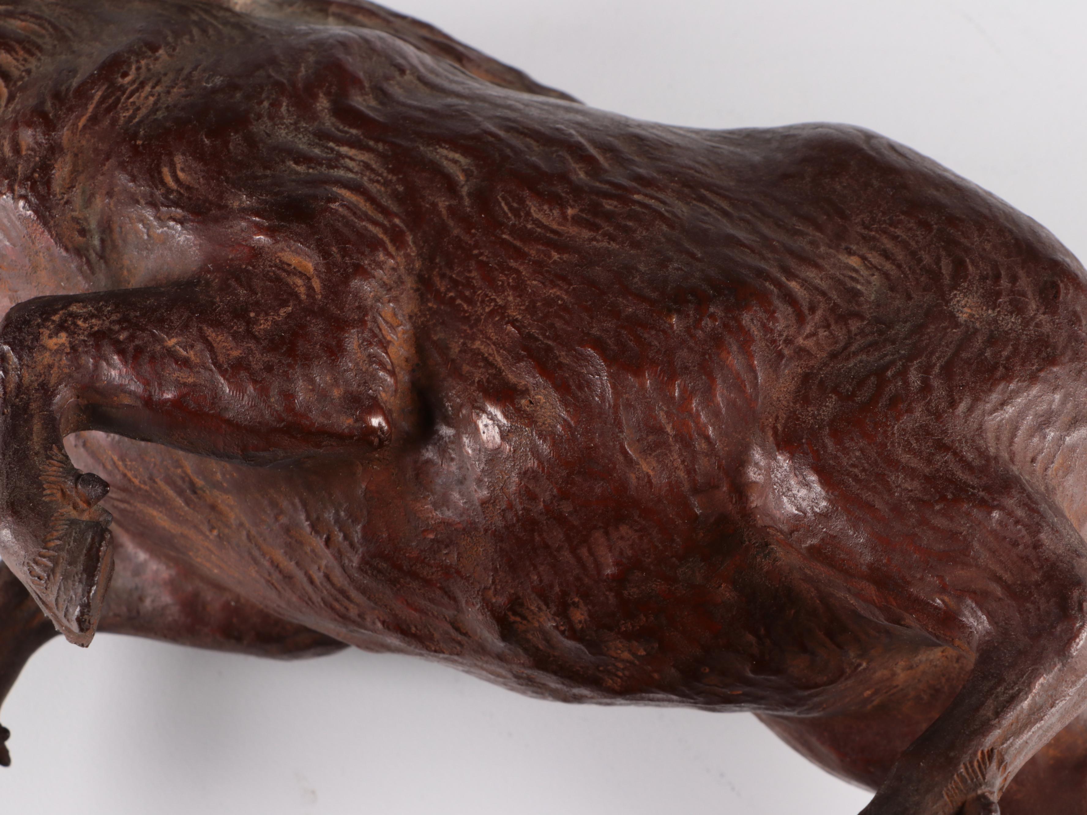 Large Austrian Cold Painted Bronze Wild Boar Figure, Late 19th Century