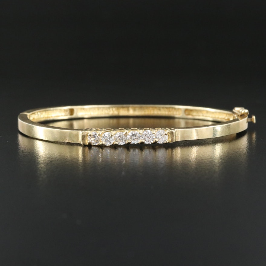 10K Cubic Zirconia Hinged Bangle