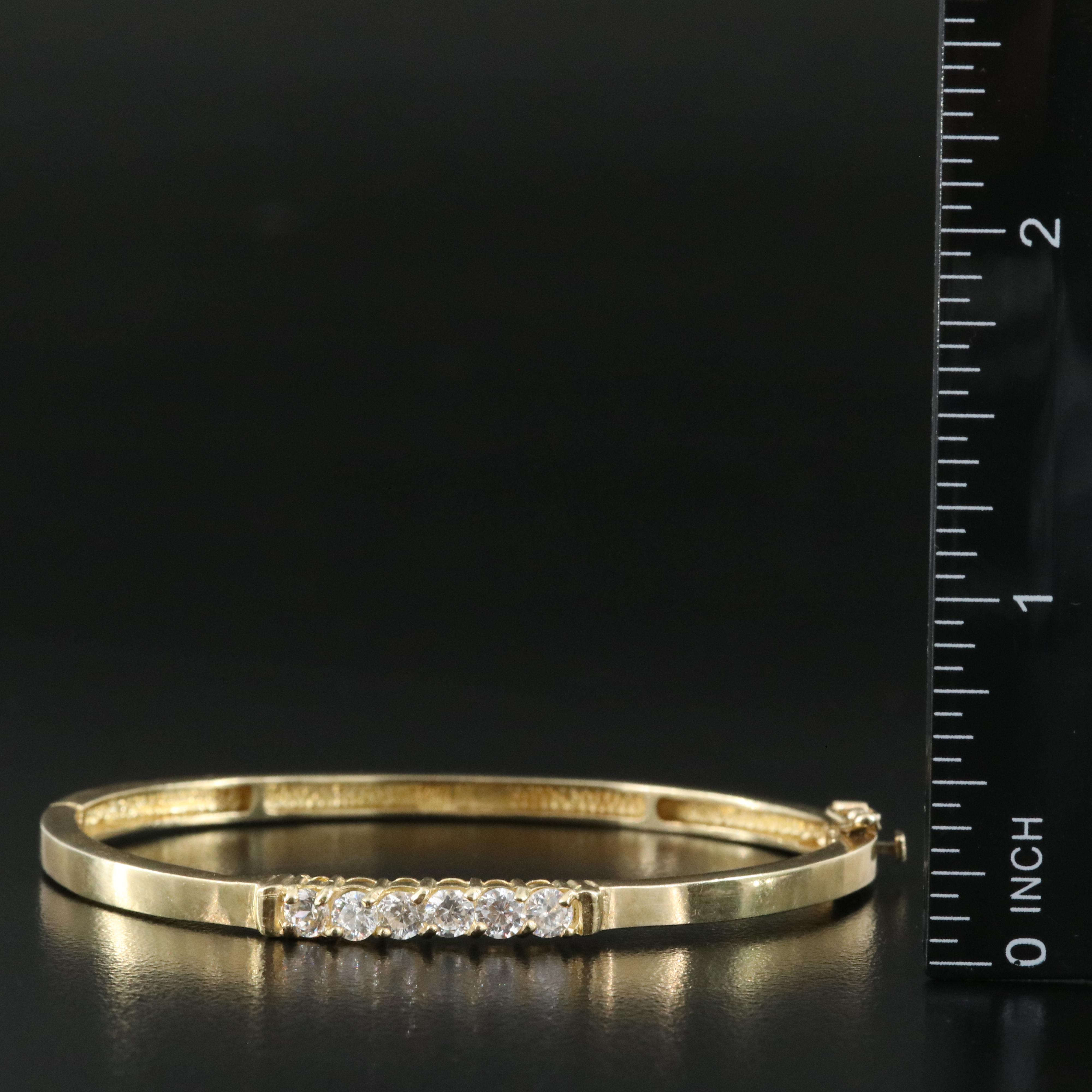 10K Cubic Zirconia Hinged Bangle