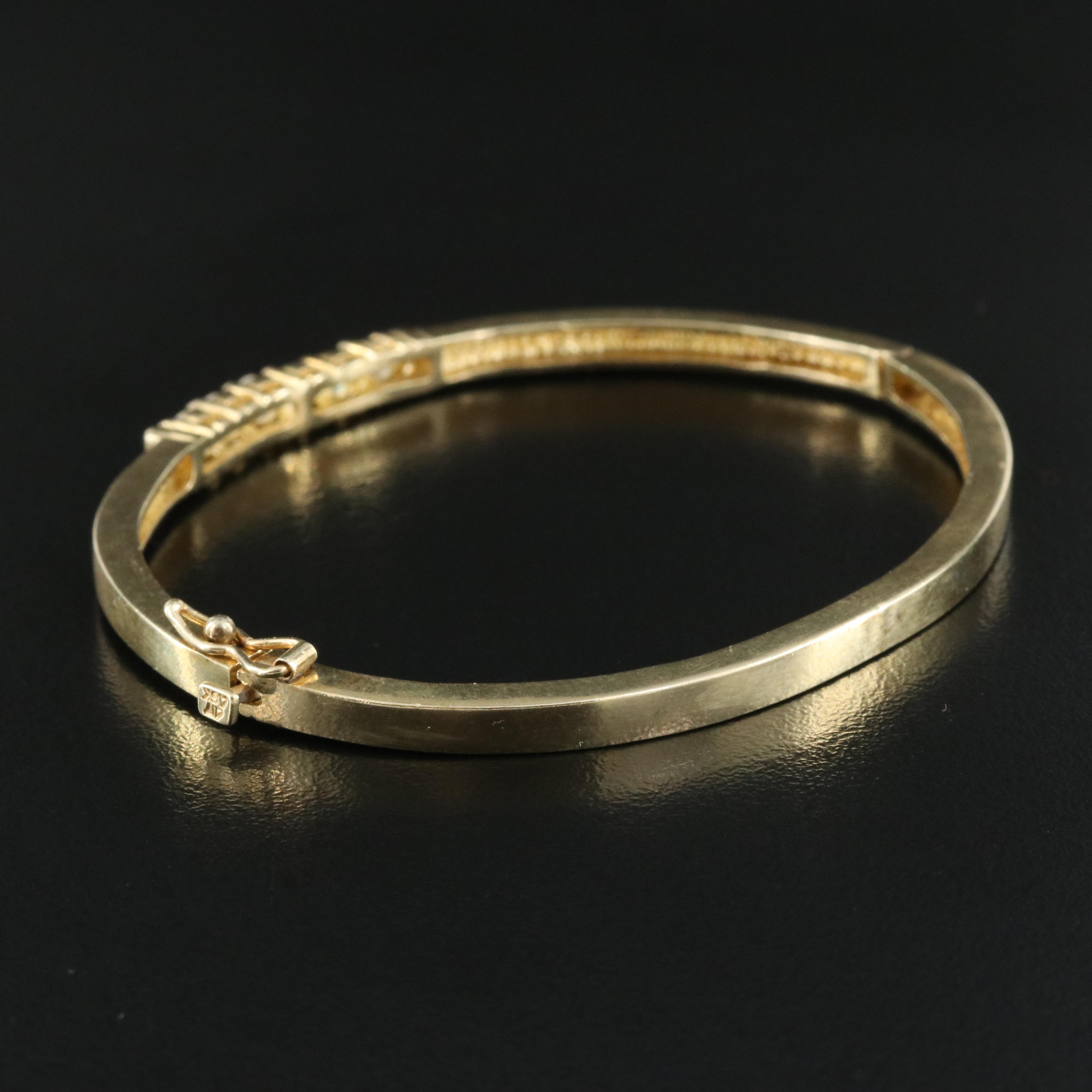 10K Cubic Zirconia Hinged Bangle