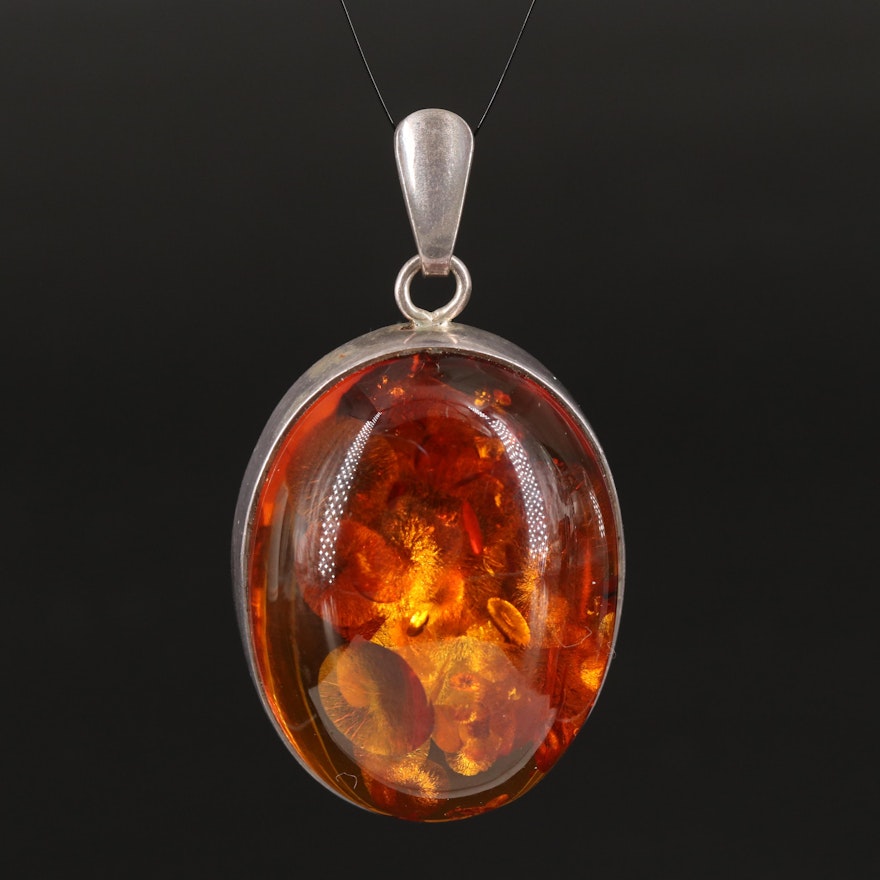 Amber Pendant in Sterling