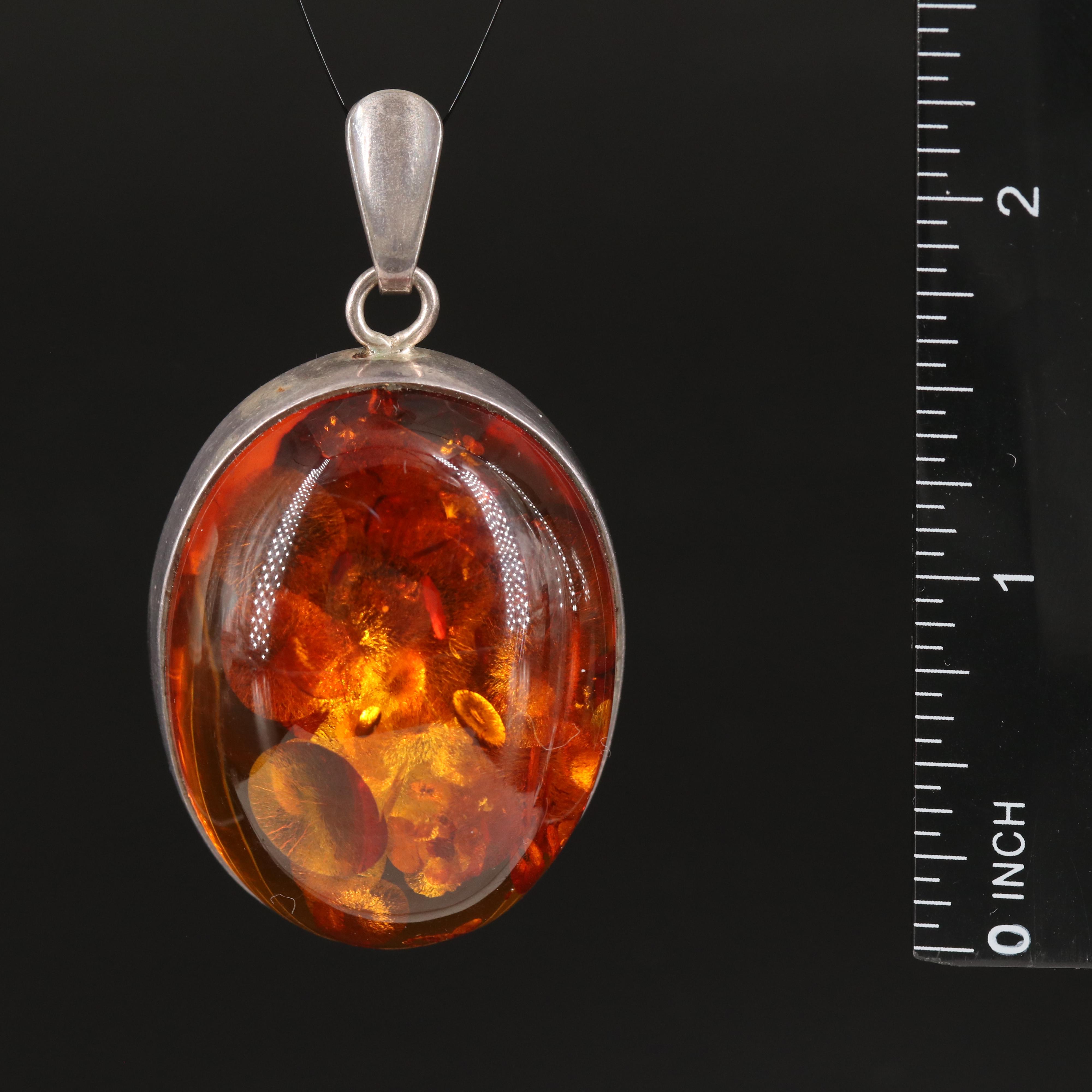 Amber Pendant in Sterling