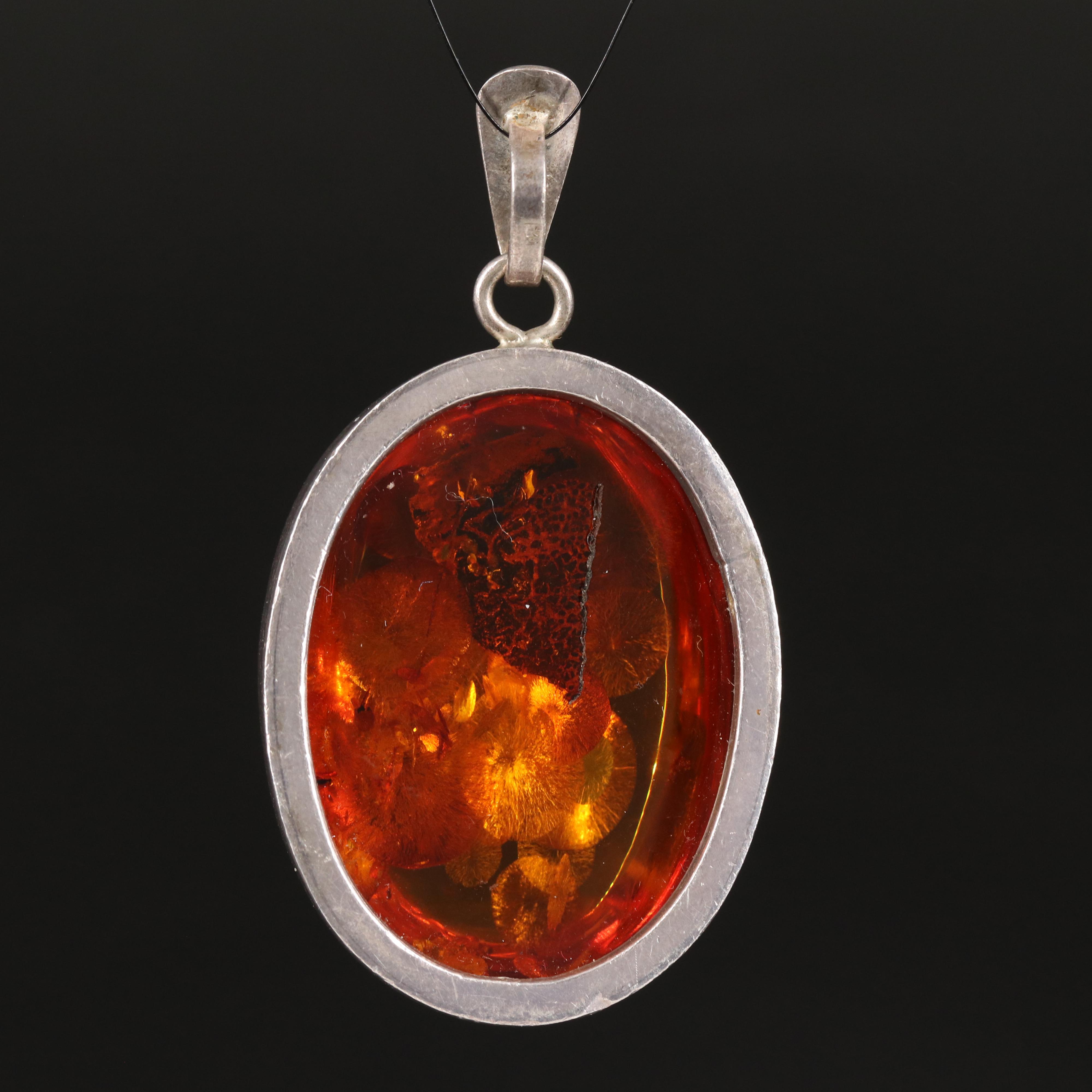 Amber Pendant in Sterling