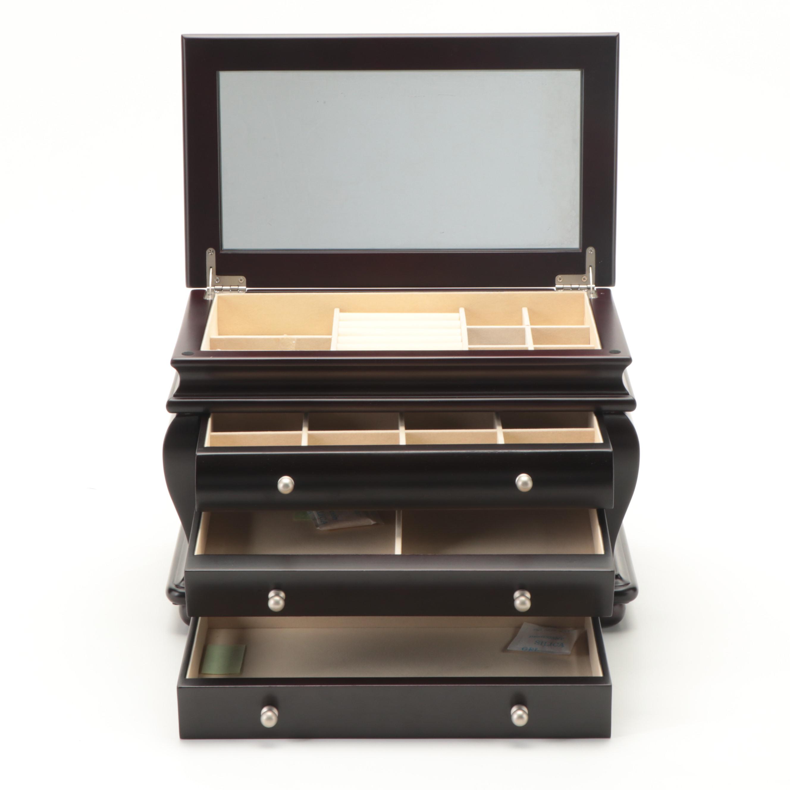 Things Remembered Espresso Finish Three-Drawer Jewelry Box