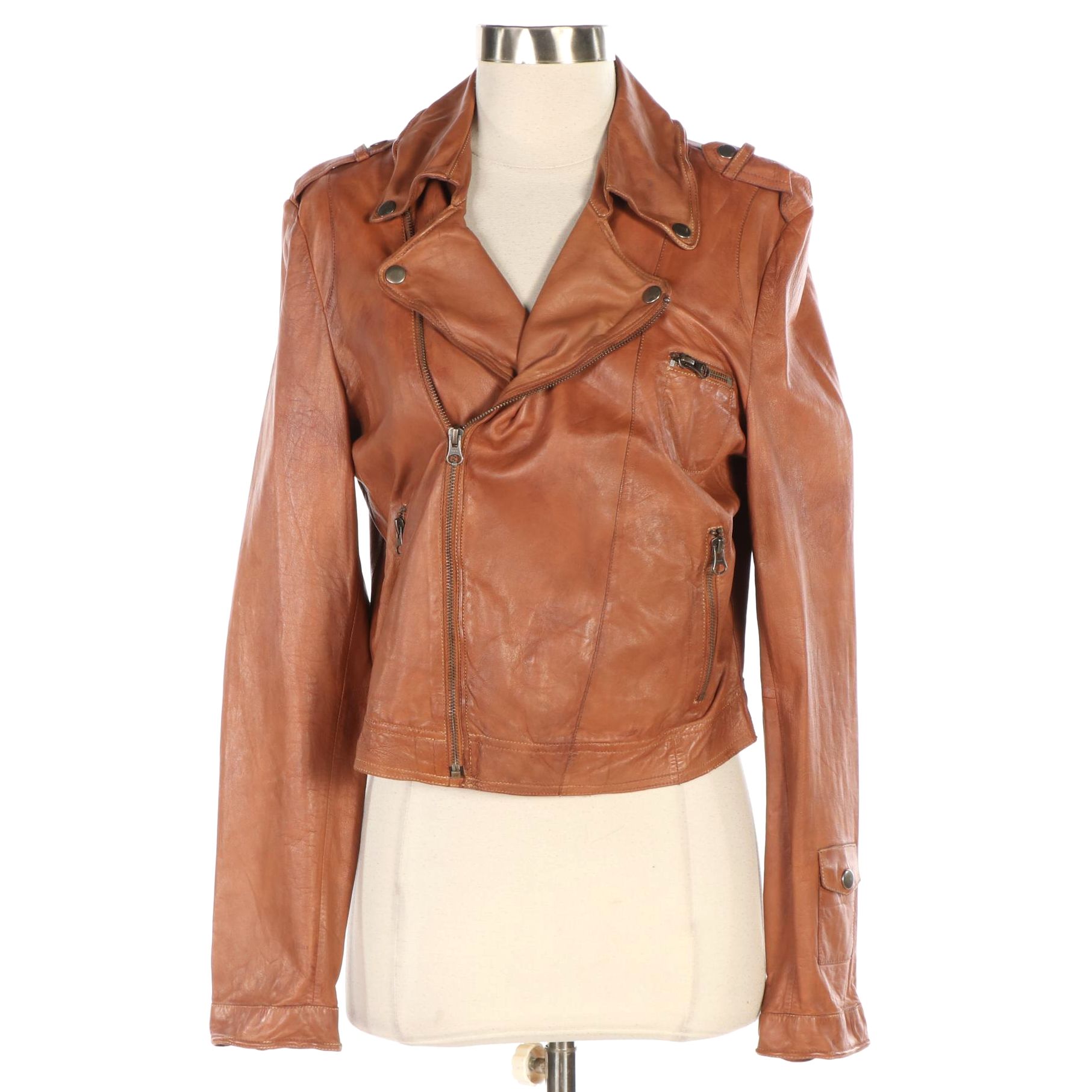 Jakett Brown Leather Motorcycle Jacket
