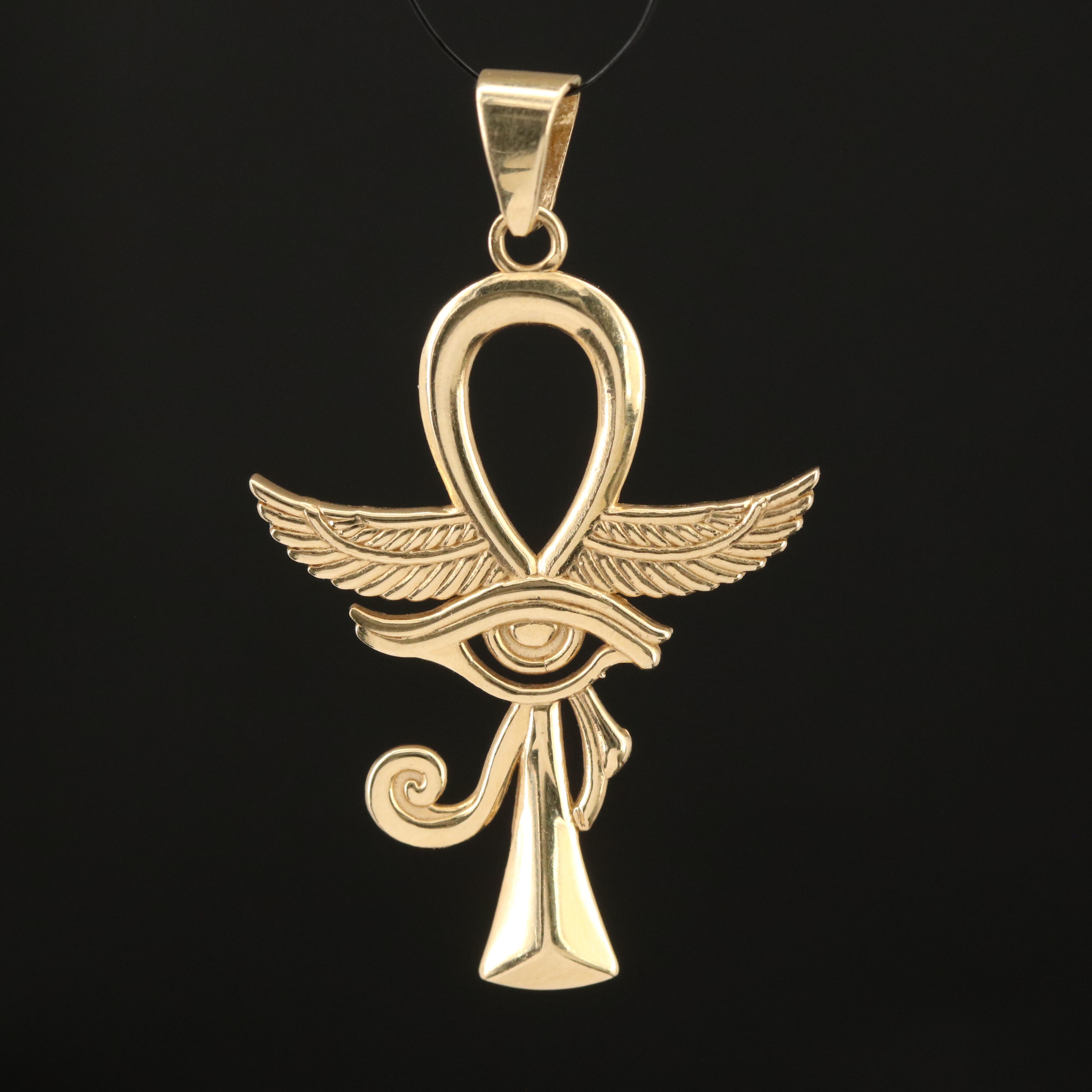 14K Eye of Ra Ankh Pendant