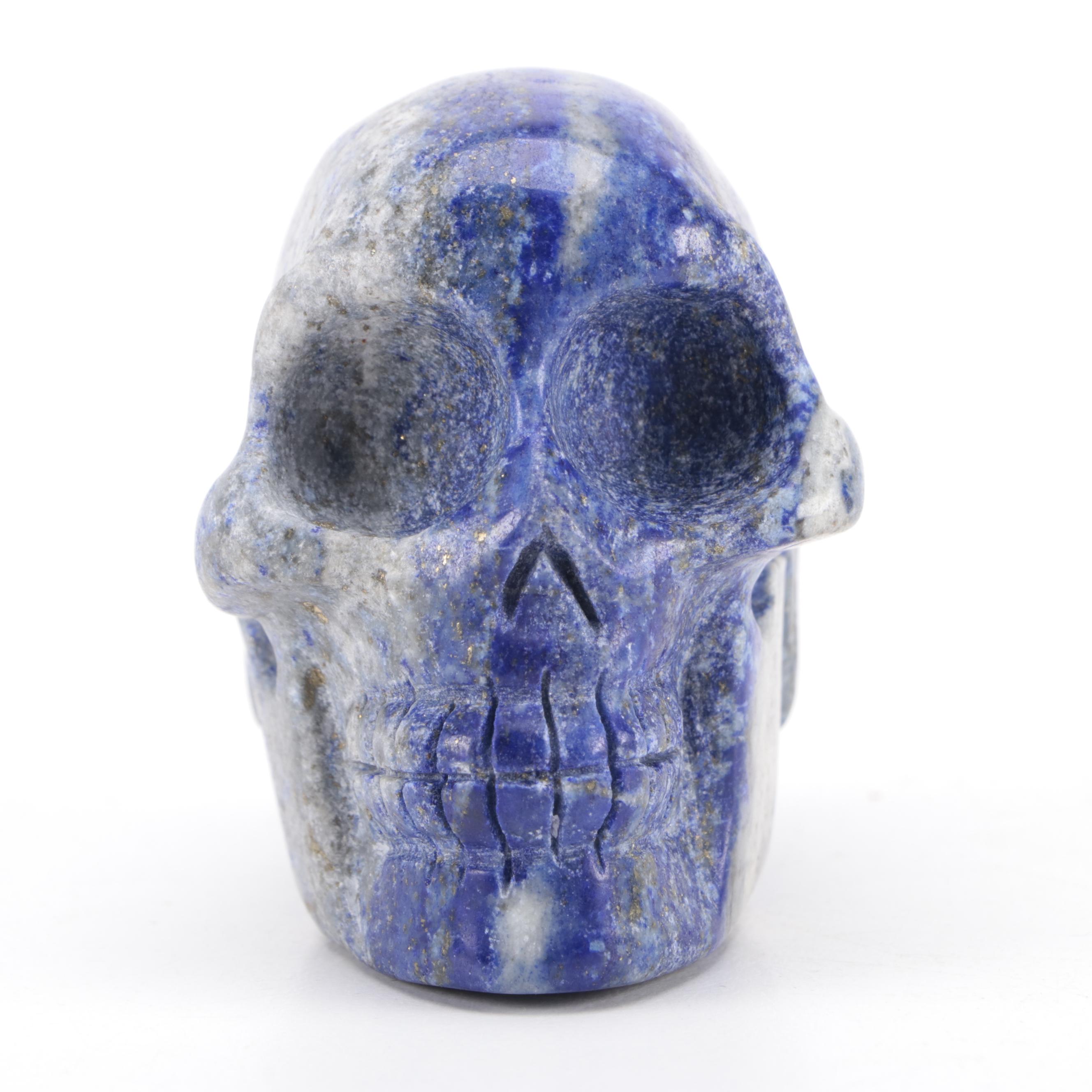 Grand Tour Hand-Carved Lapis Lazuli Skull