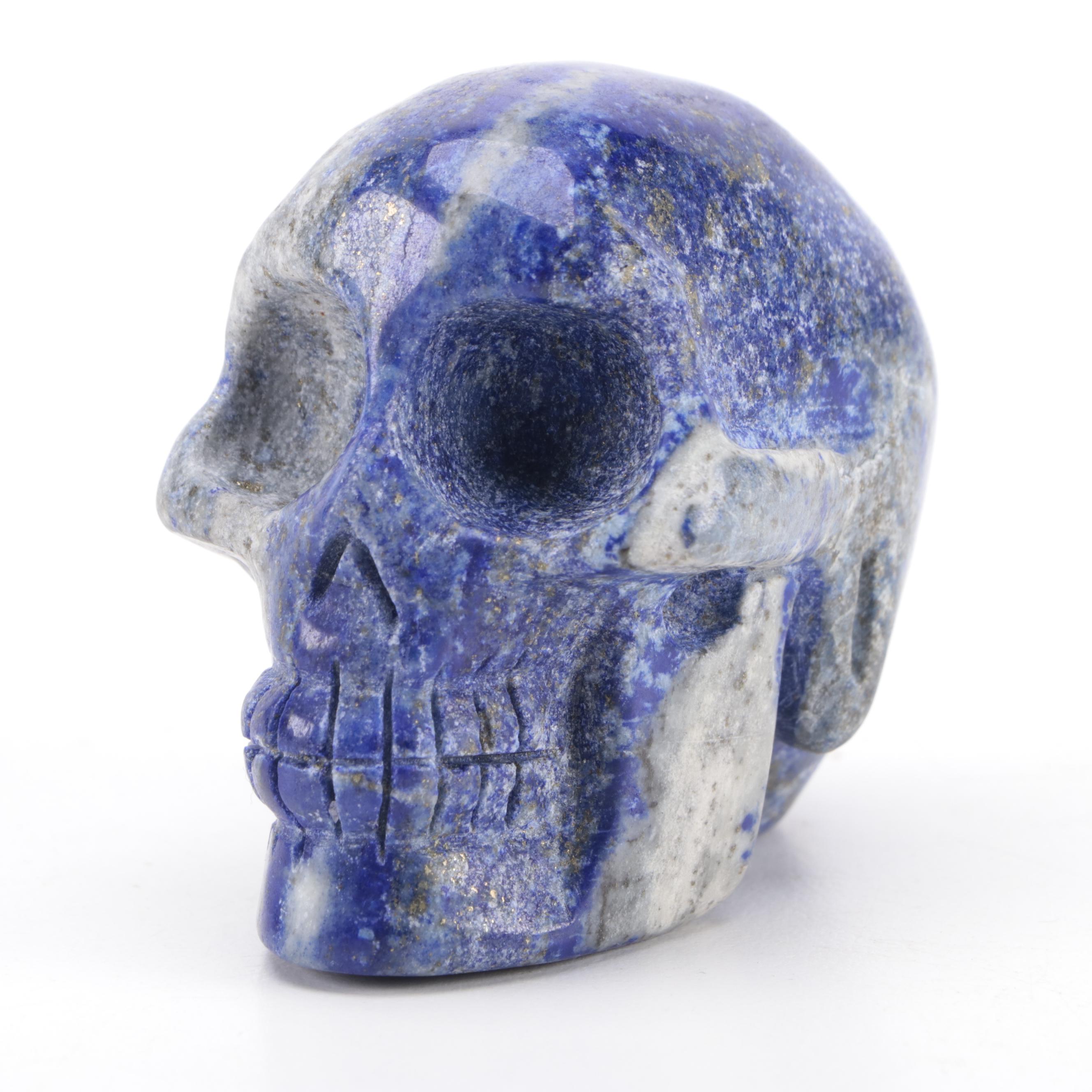 Grand Tour Hand-Carved Lapis Lazuli Skull