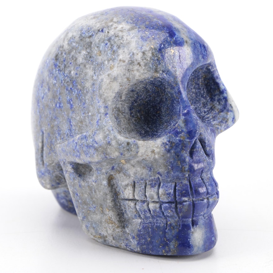 Grand Tour Hand-Carved Lapis Lazuli Skull