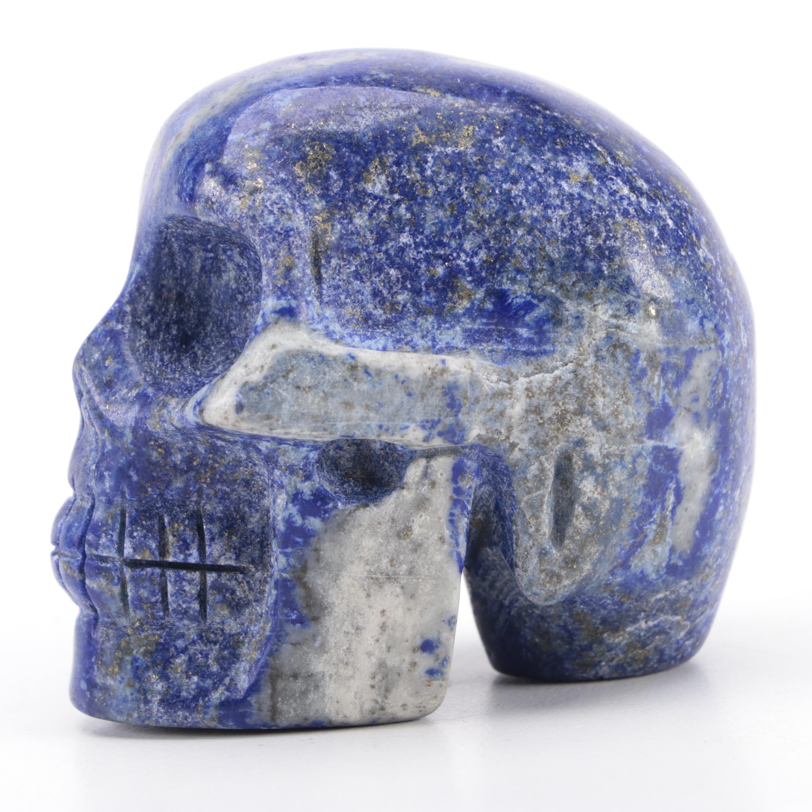 Grand Tour Hand-Carved Lapis Lazuli Skull