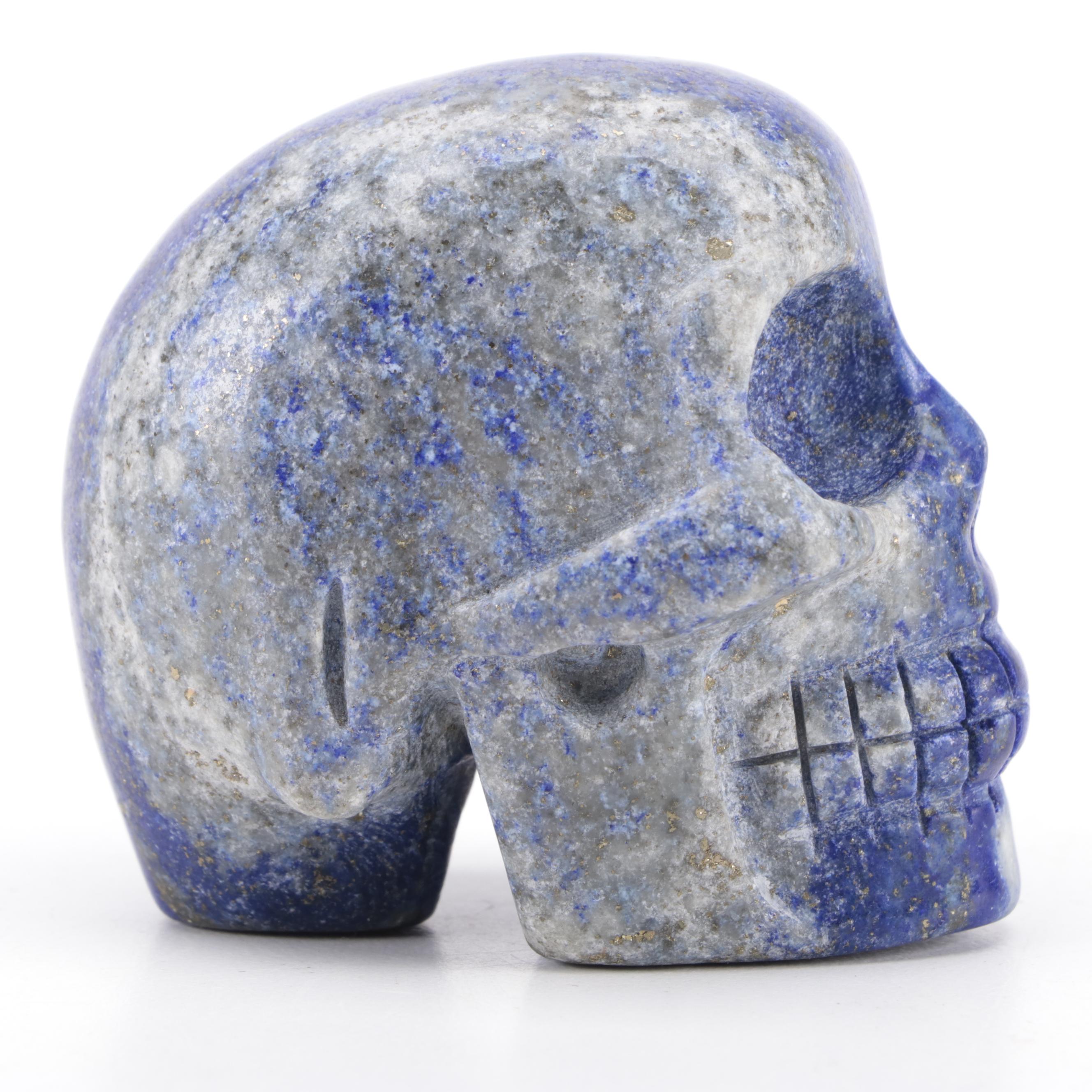 Grand Tour Hand-Carved Lapis Lazuli Skull