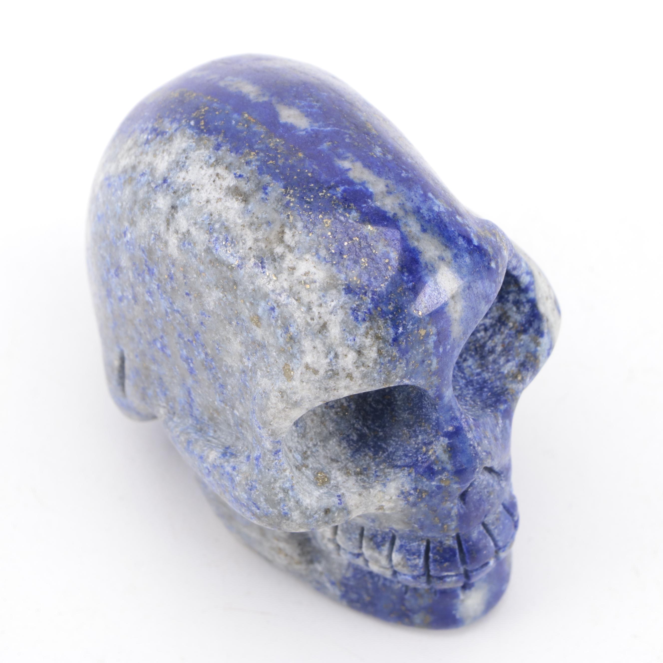 Grand Tour Hand-Carved Lapis Lazuli Skull
