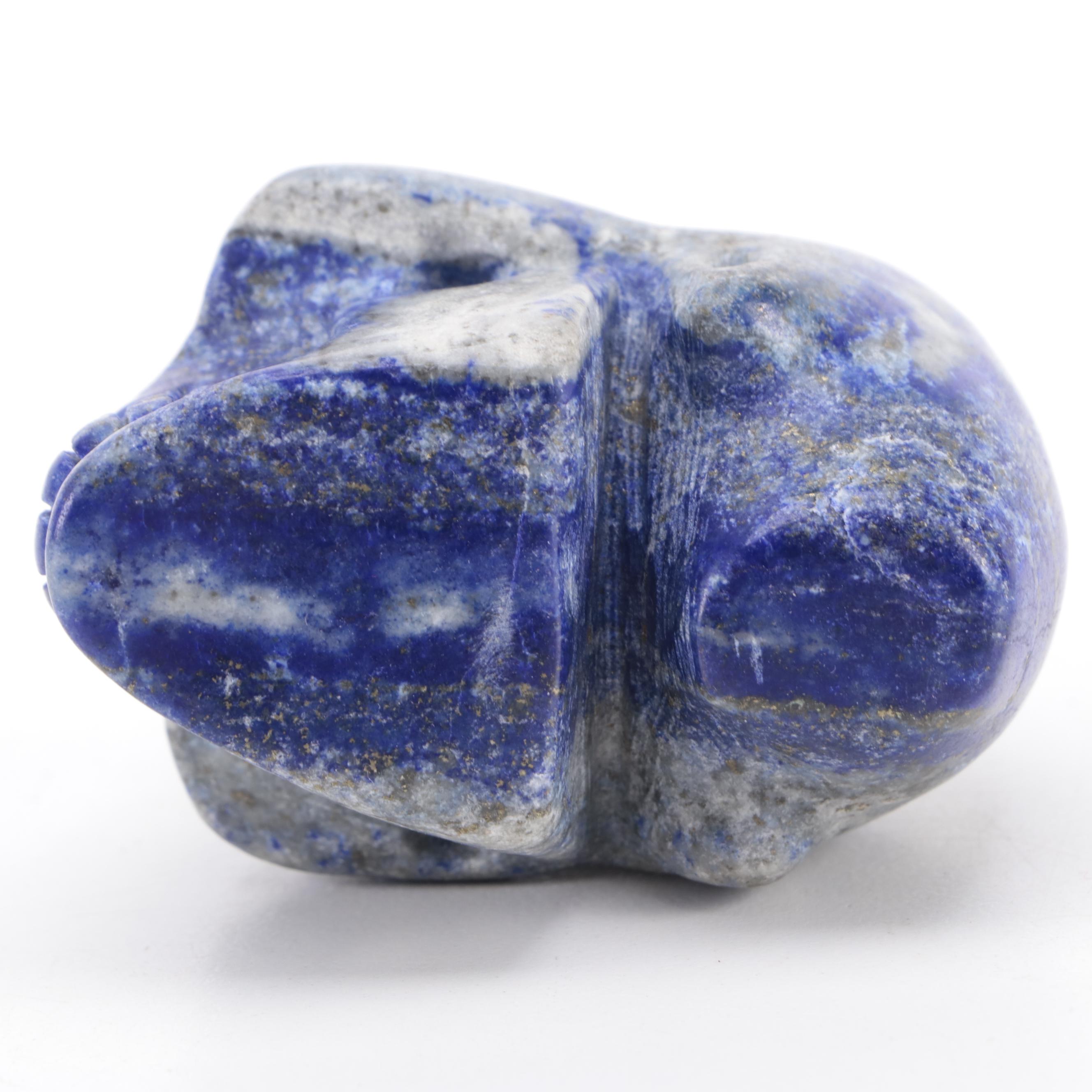 Grand Tour Hand-Carved Lapis Lazuli Skull