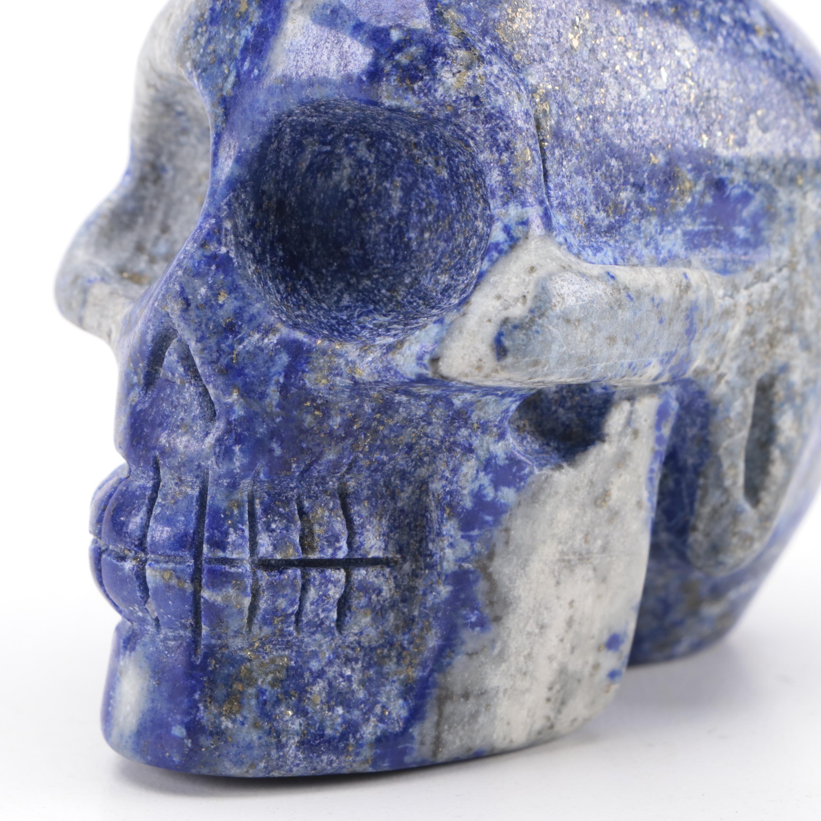 Grand Tour Hand-Carved Lapis Lazuli Skull